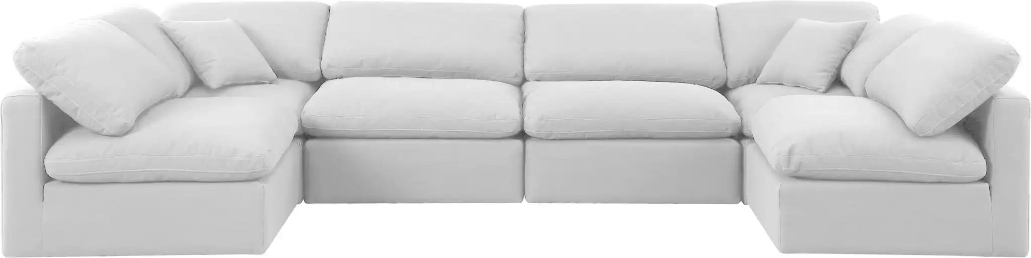Indulge - Linen 6 Piece Modular U-Shaped Sectional - White