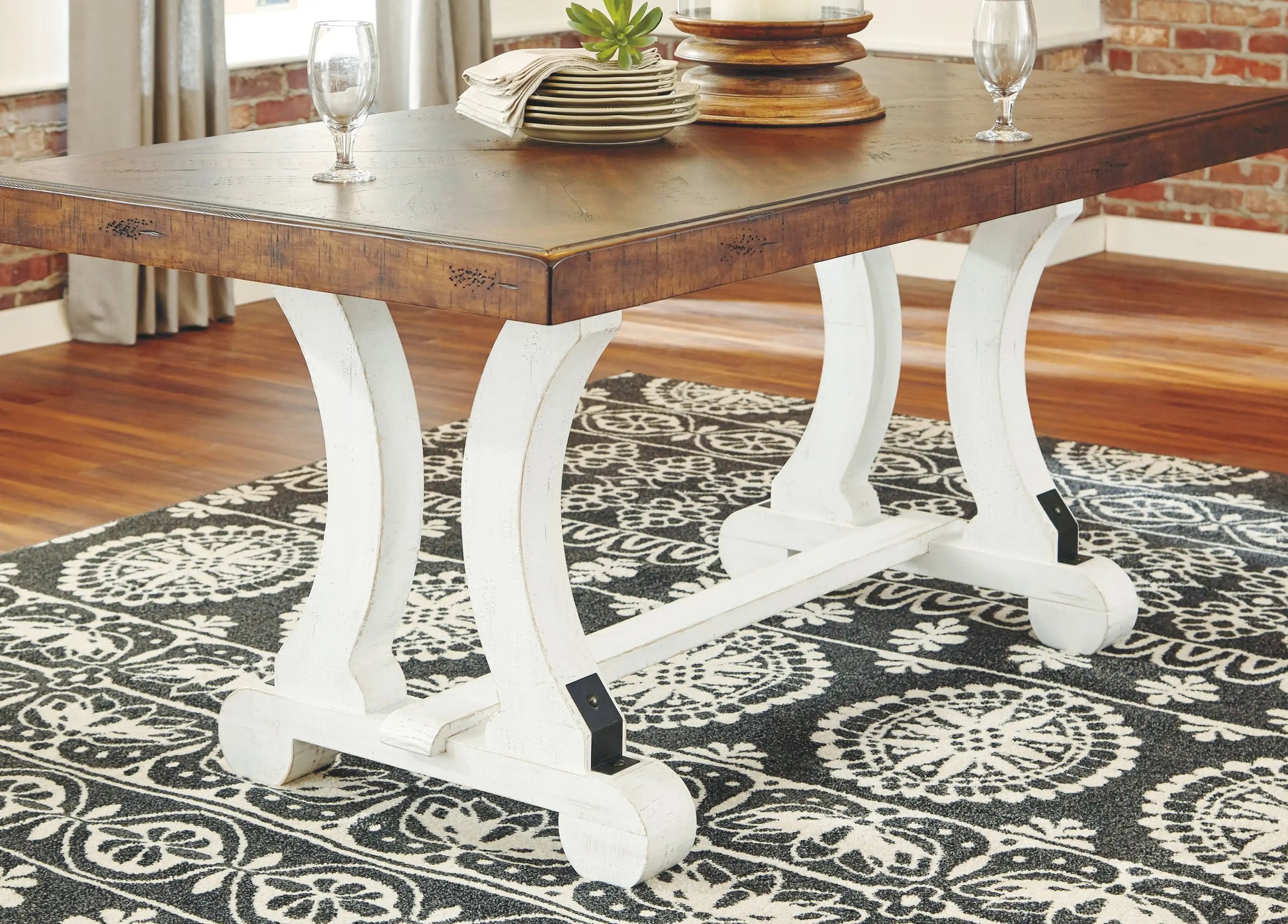 Valebeck - Rectangular Dining Room Table - White / Brown - Best Buy Furniture