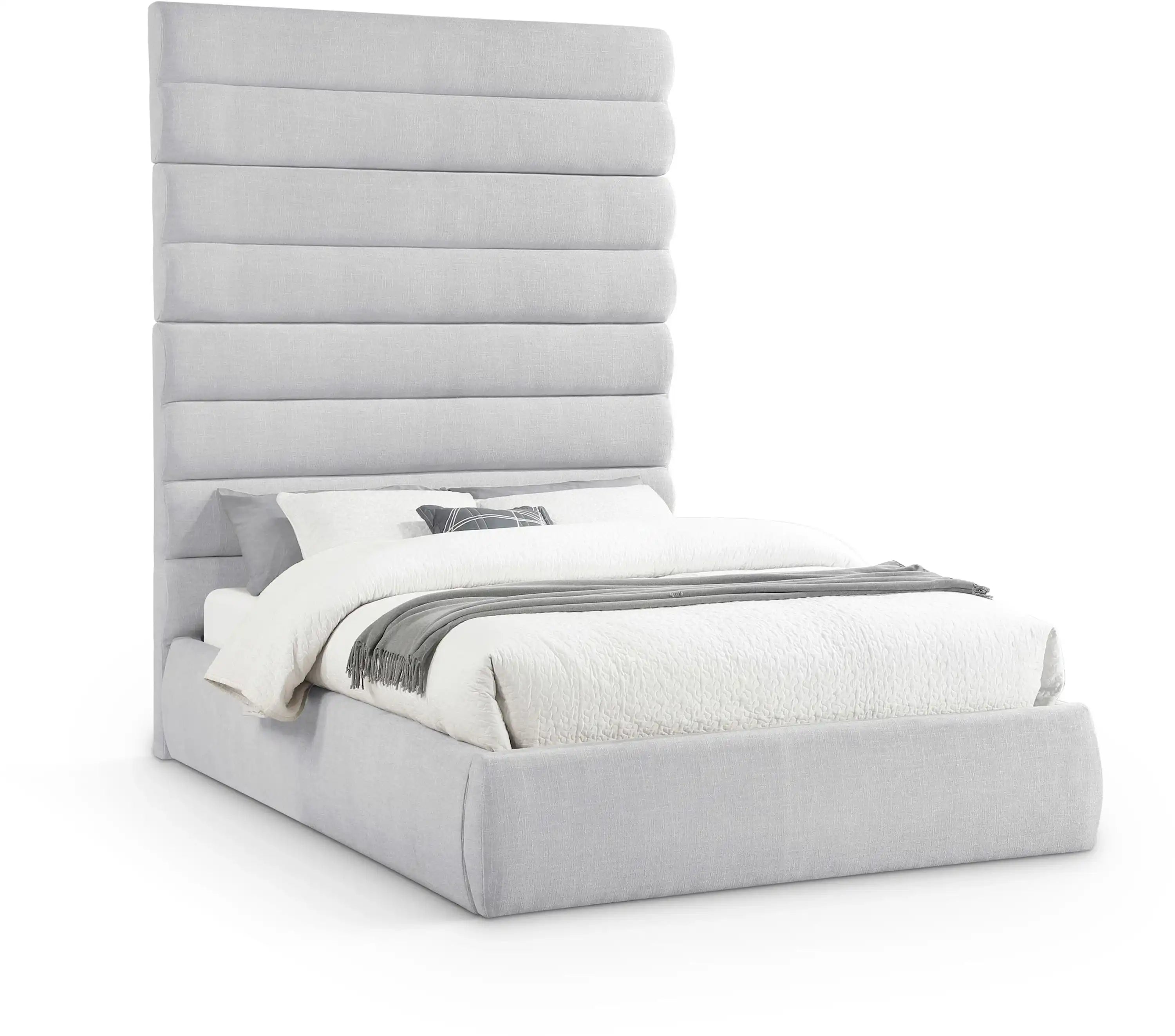 Adam - Linen Fabric Bed With 89" Headboard - Best Buy Furniture
