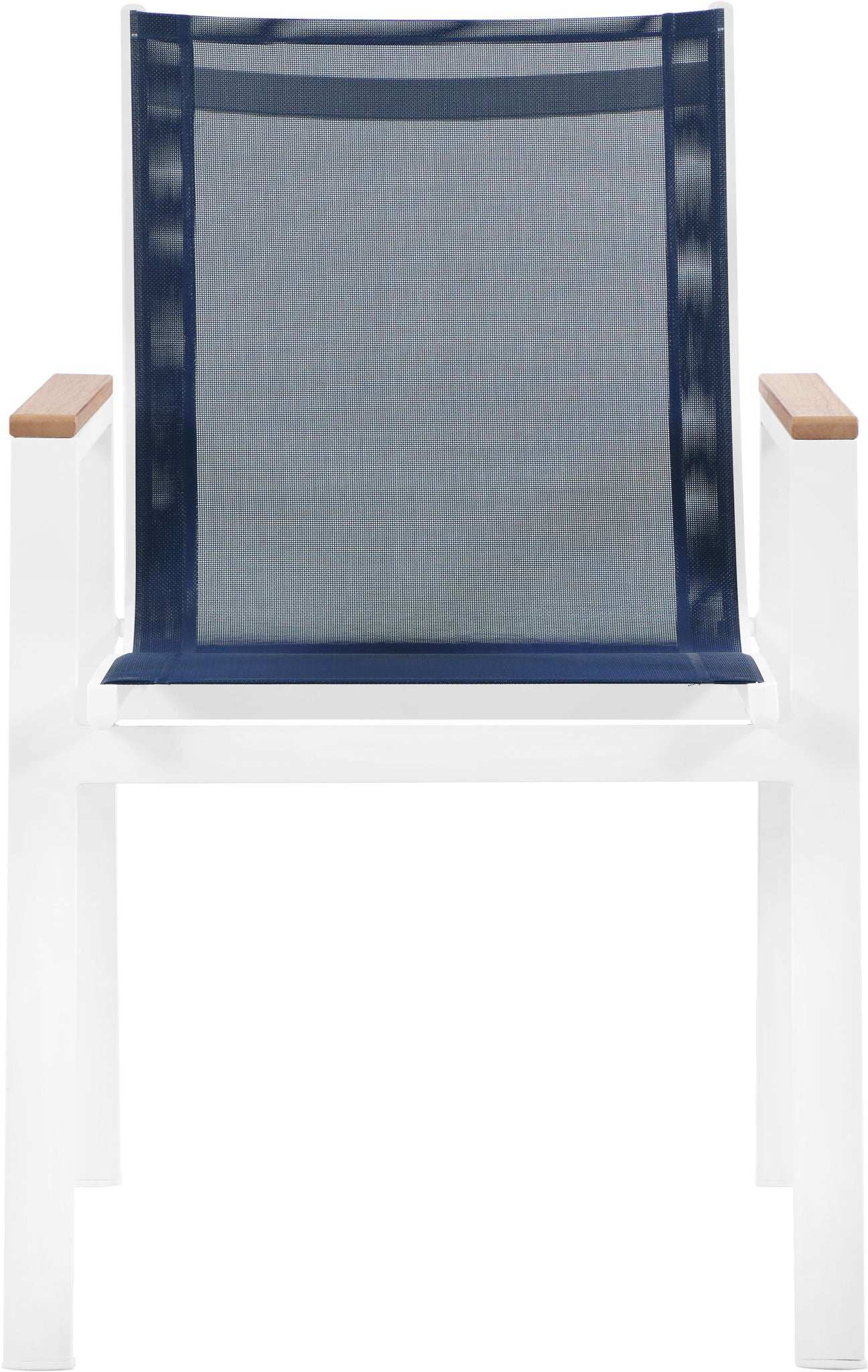 Nizuc - Outdoor Patio Dining Arm Chair With White Frame And Natural Arms (Set of 2)