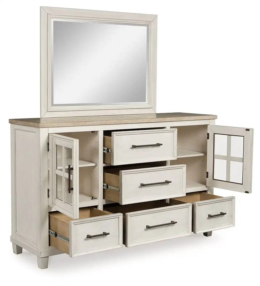 Shaybrock - Dresser And Mirror - Antique White / Brown - Best Buy Furniture