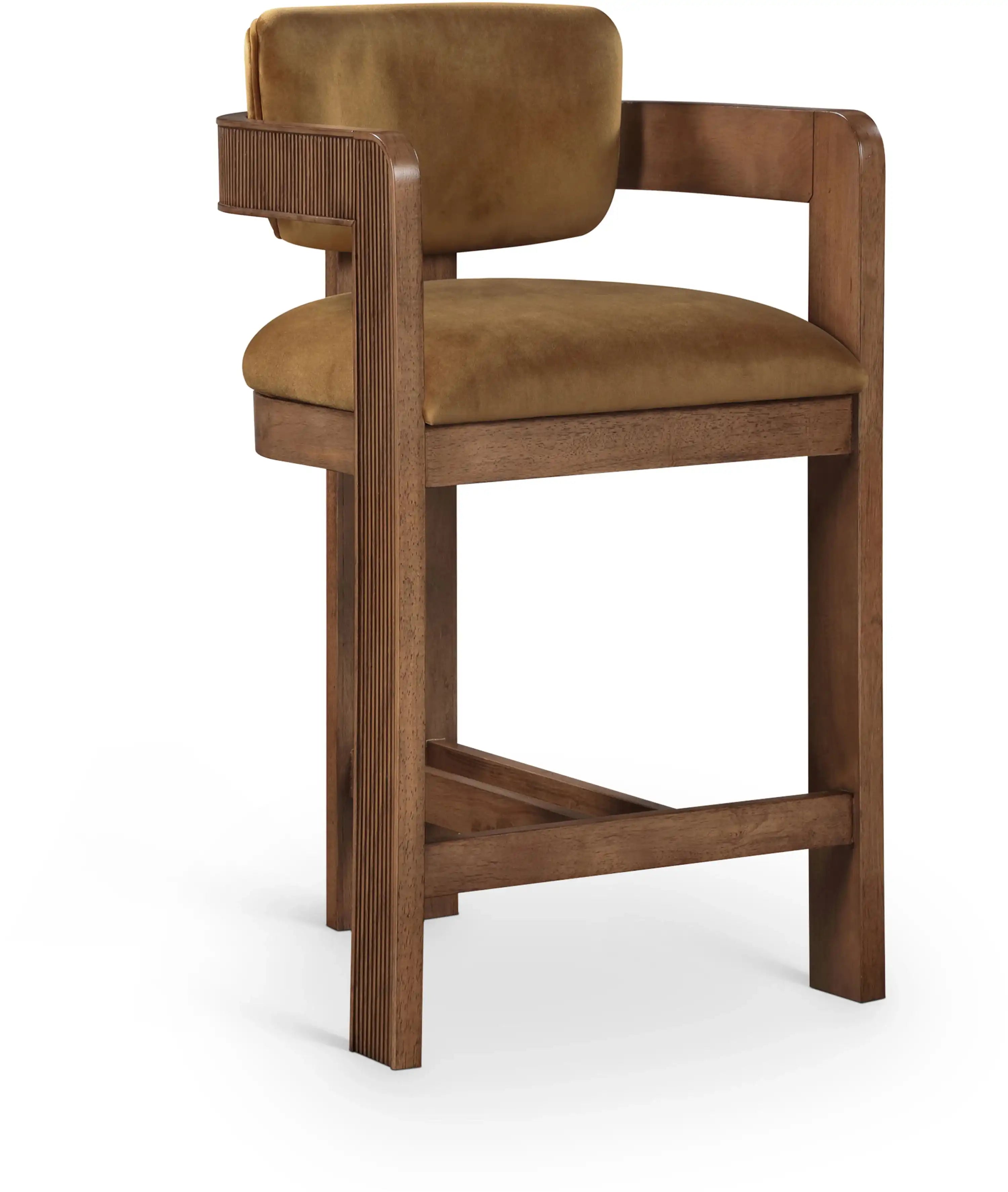 Sacha - Velvet Stool With Brown Base - Best Buy Furniture