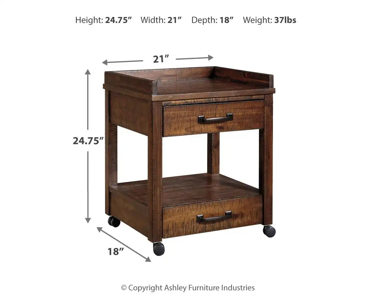 Baldridge - Printer Stand - Rustic Brown - Best Buy Furniture