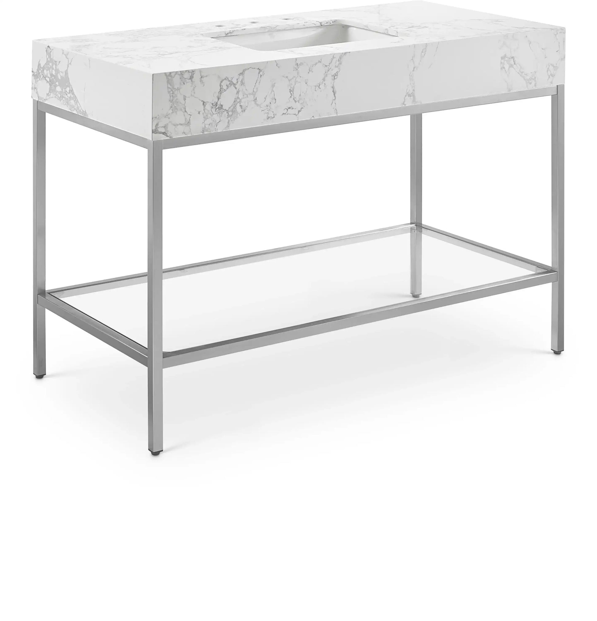 Marmo - Engineered Marble Bathroom Vanity With Chrome Base - Best Buy Furniture