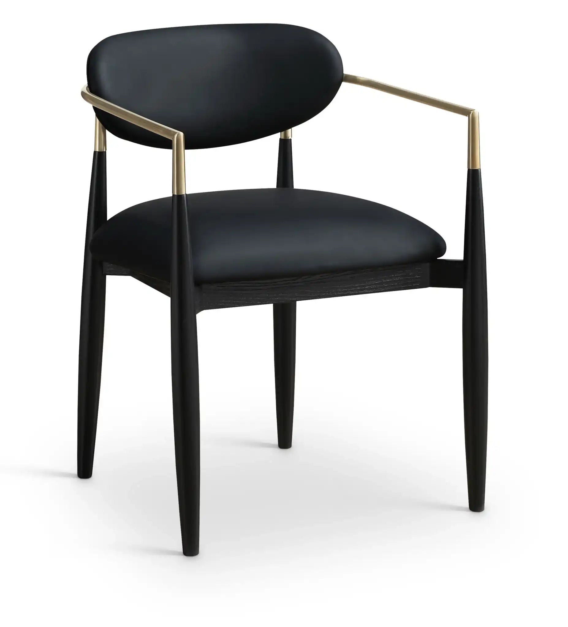 Riccio - Faux Leather Dining Arm Chair (Set of 2) - Black And Gold Frame - Best Buy Furniture