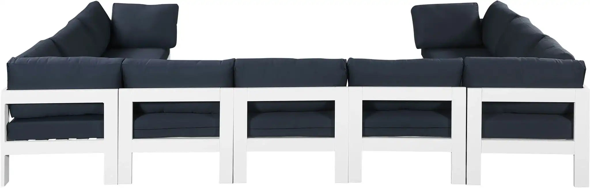 Nizuc - Outdoor Patio 9 Piece Modular Sectional With White Frame