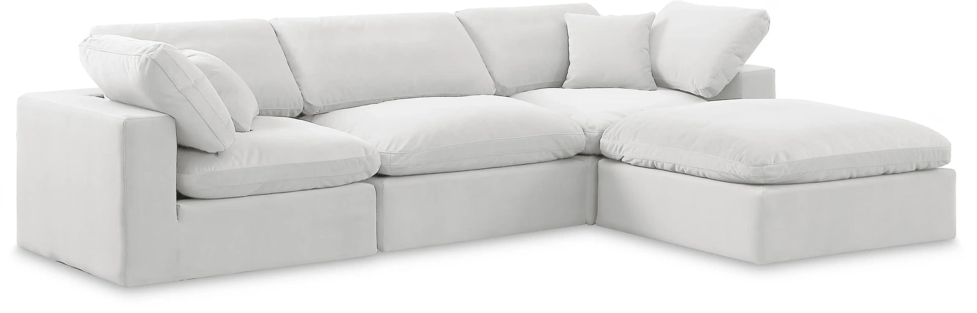 Comfy - 4 Piece Velvet Modular Sectional With Chaise - White - Best Buy Furniture