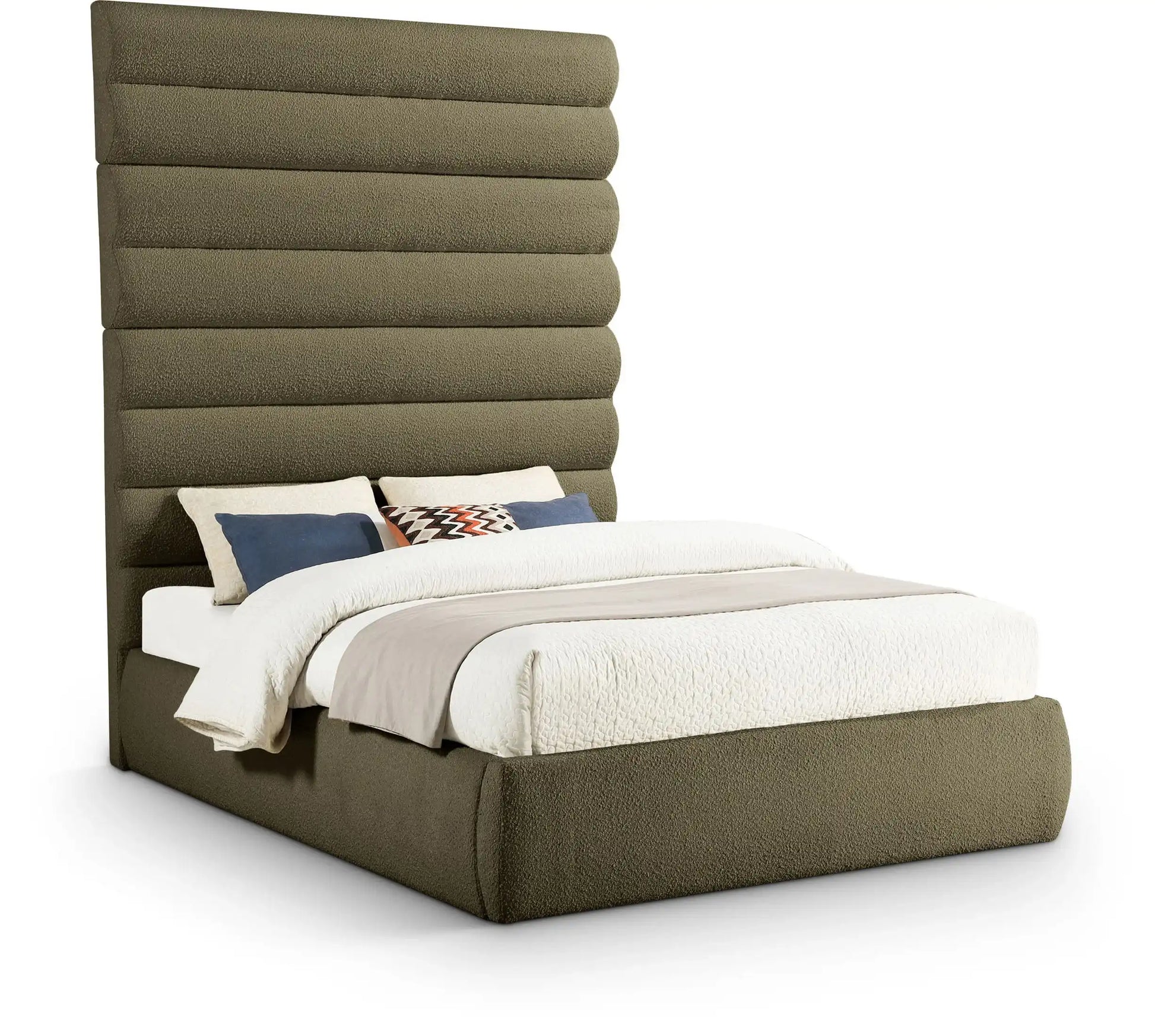 Adam - Boucle Fabric Bed With 89" Headboard - Best Buy Furniture