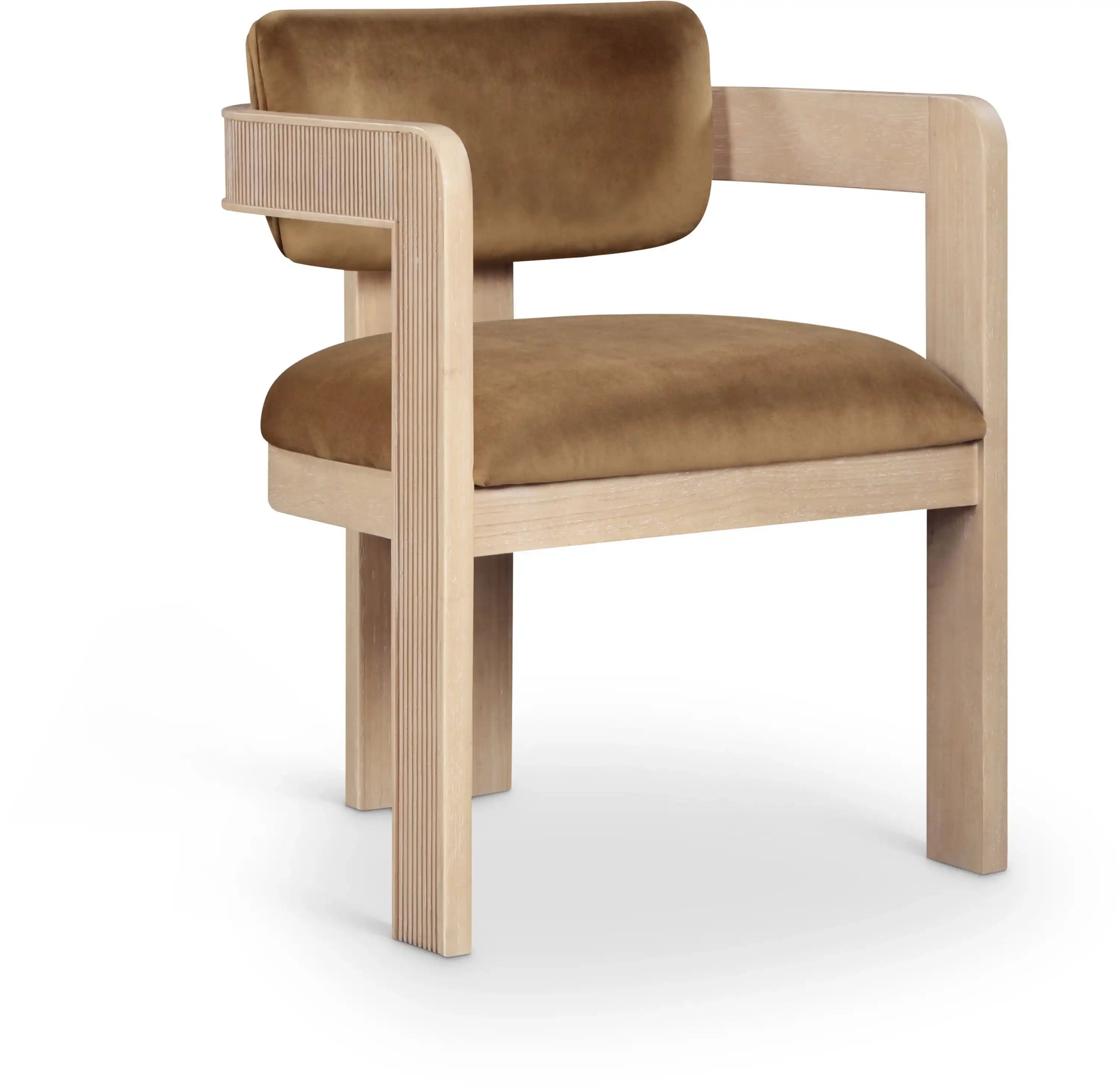 Sacha - Velvet Dining Chair With Natural Base (Set of 2) - Saddle - Best Buy Furniture