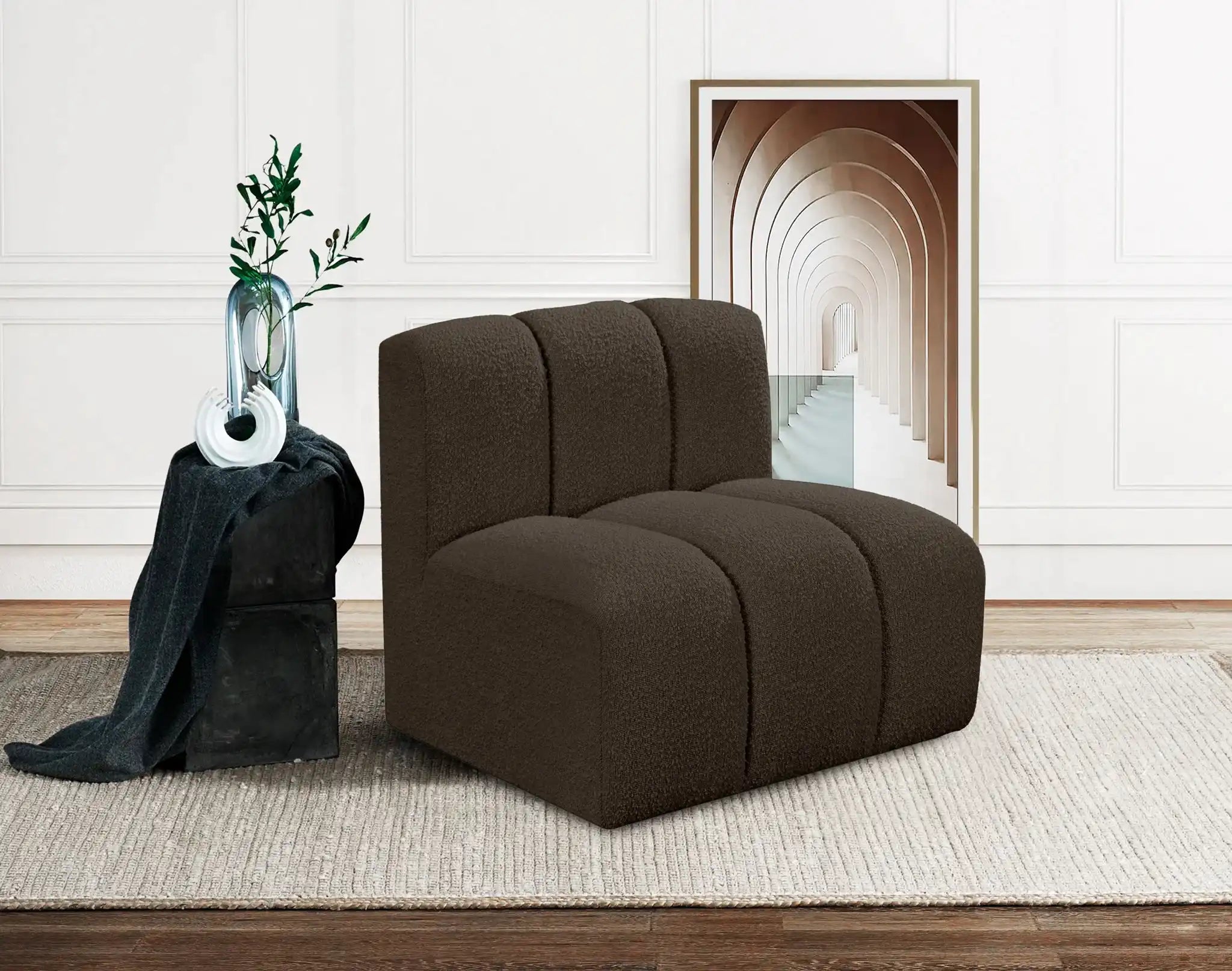 Arc - Boucle Fabric Straight Chair