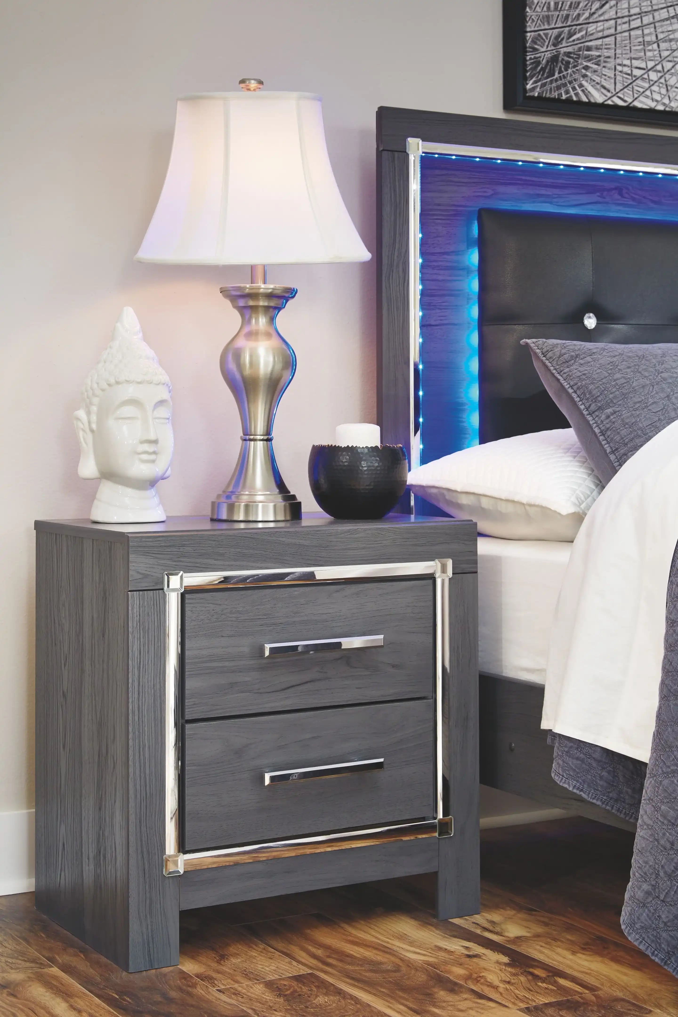 Lodanna - Two Drawer Night Stand - Gray - Best Buy Furniture