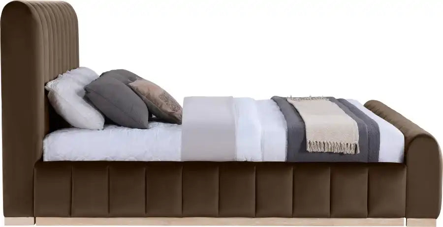 Amara Velvet Upholstered Bed King - Best Buy Furniture
