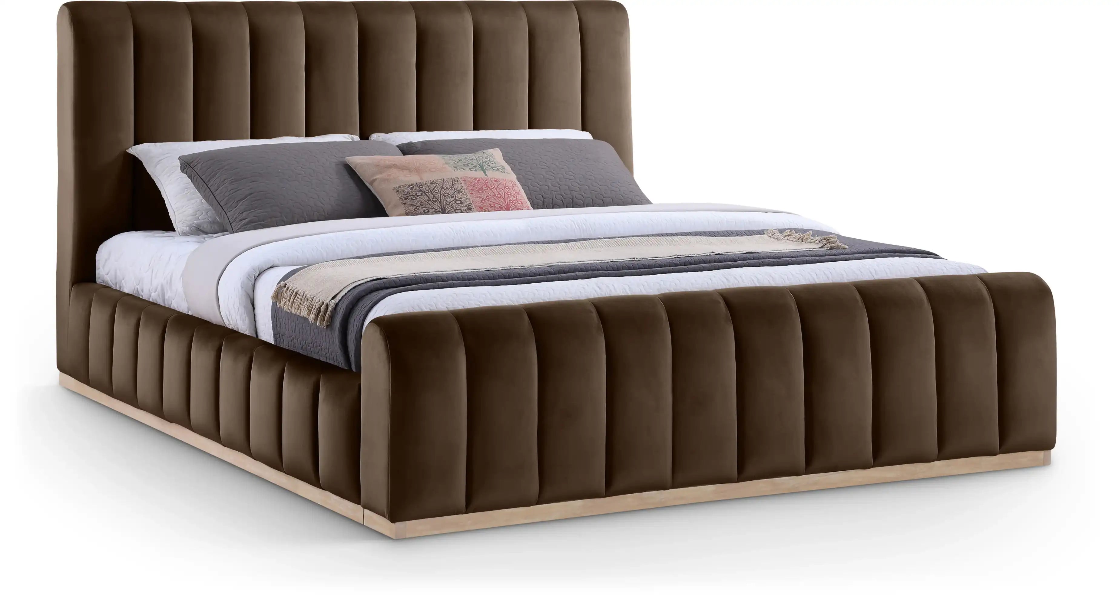 Amara Velvet Upholstered Bed King - Best Buy Furniture