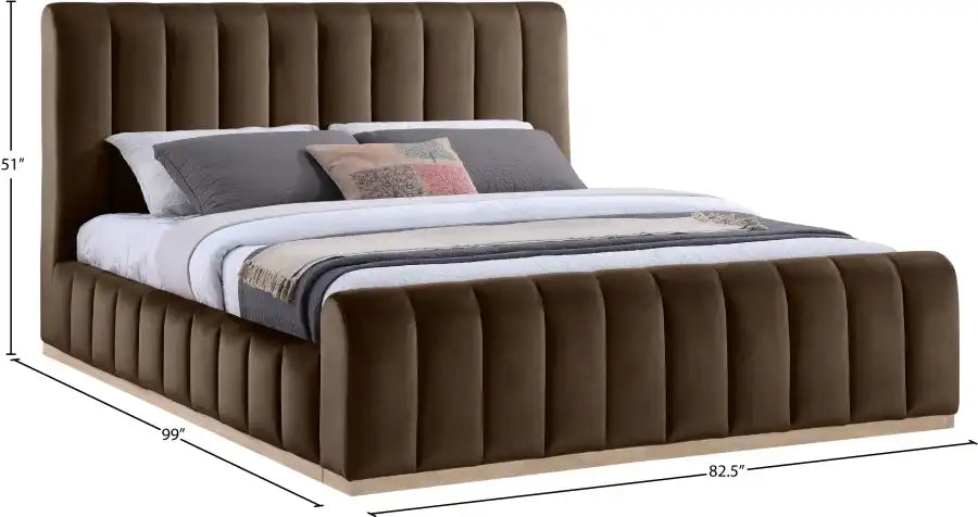 Amara Velvet Upholstered Bed King - Best Buy Furniture
