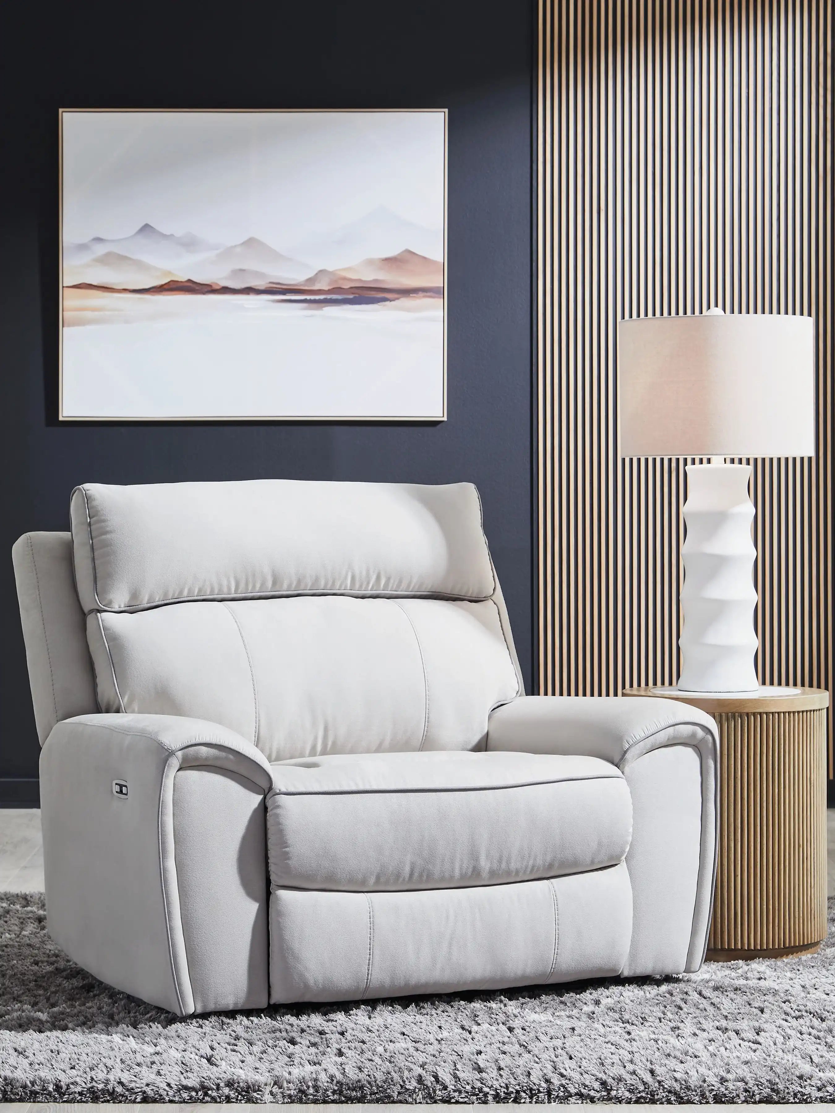 Social Pointe - Power Recliner / Adjustable Headrest - Pearl / Ash - Best Buy Furniture