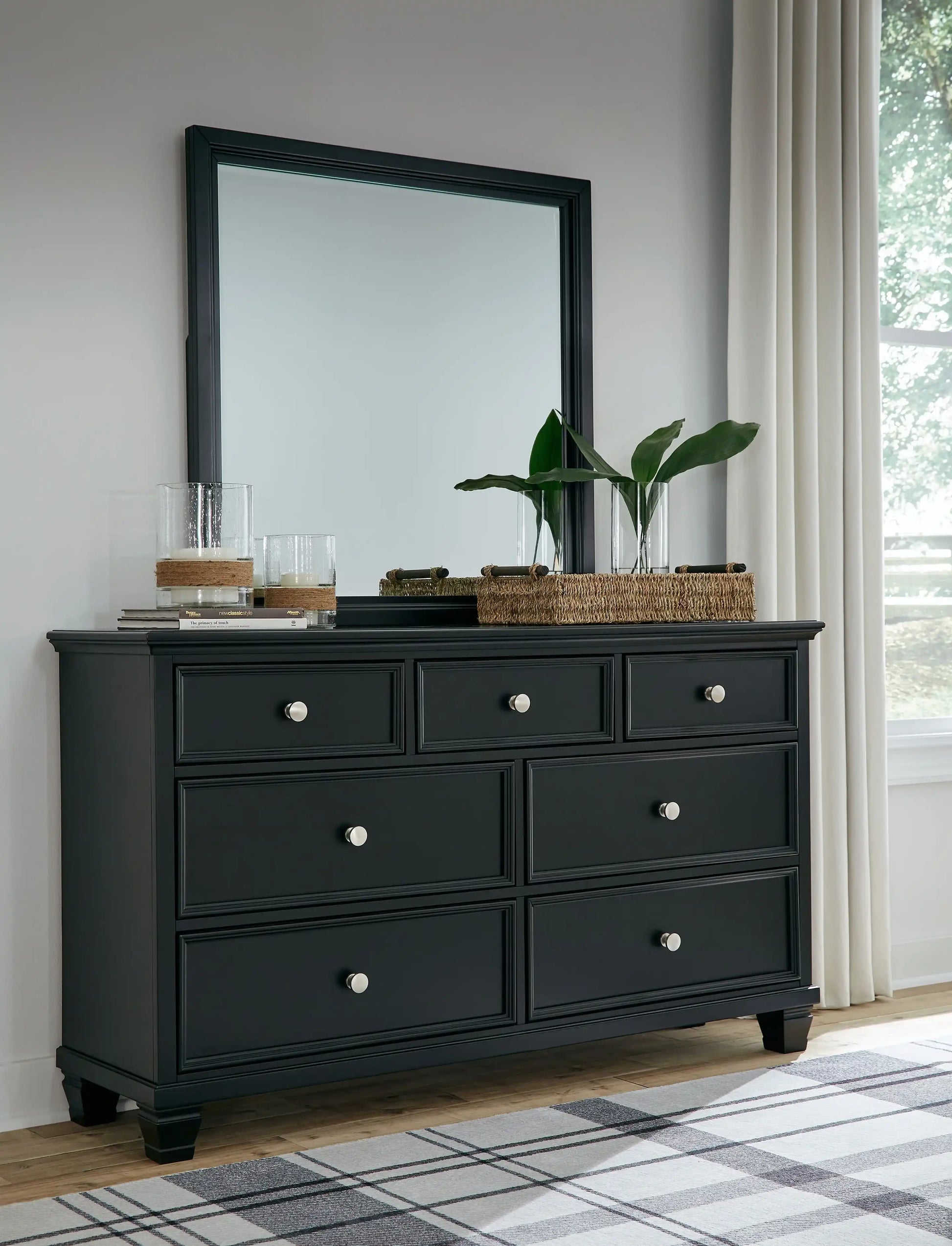 Lanolee - Dresser And Mirror - Black - Best Buy Furniture
