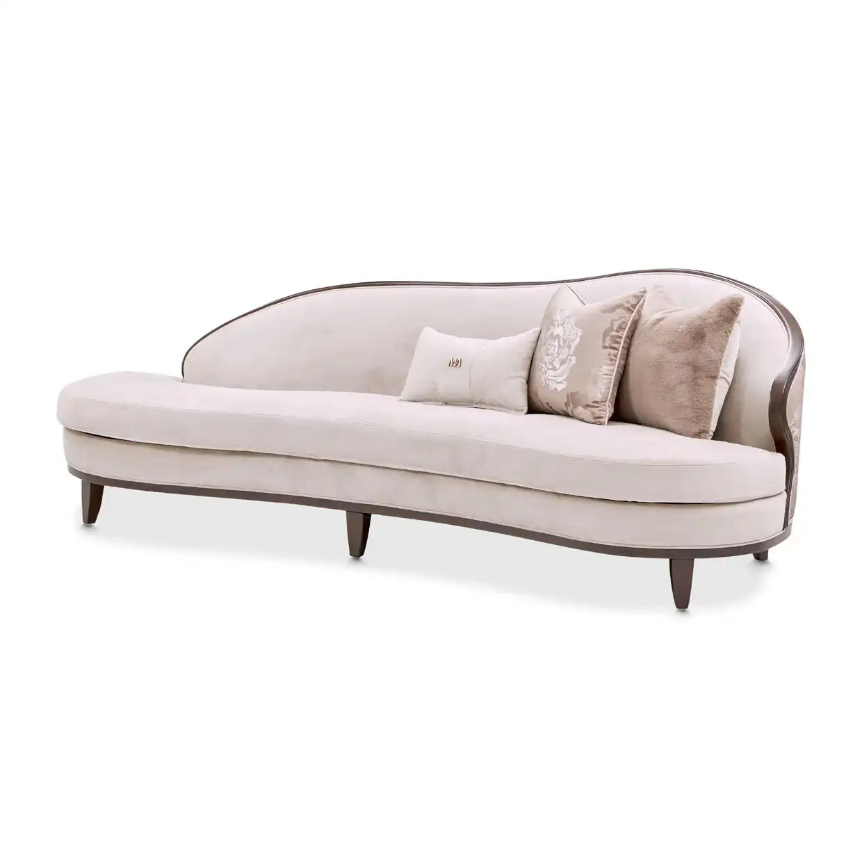 Camellia Field - Asymmetrical Velvet Sofa - Beige / Dark Brown - Best Buy Furniture