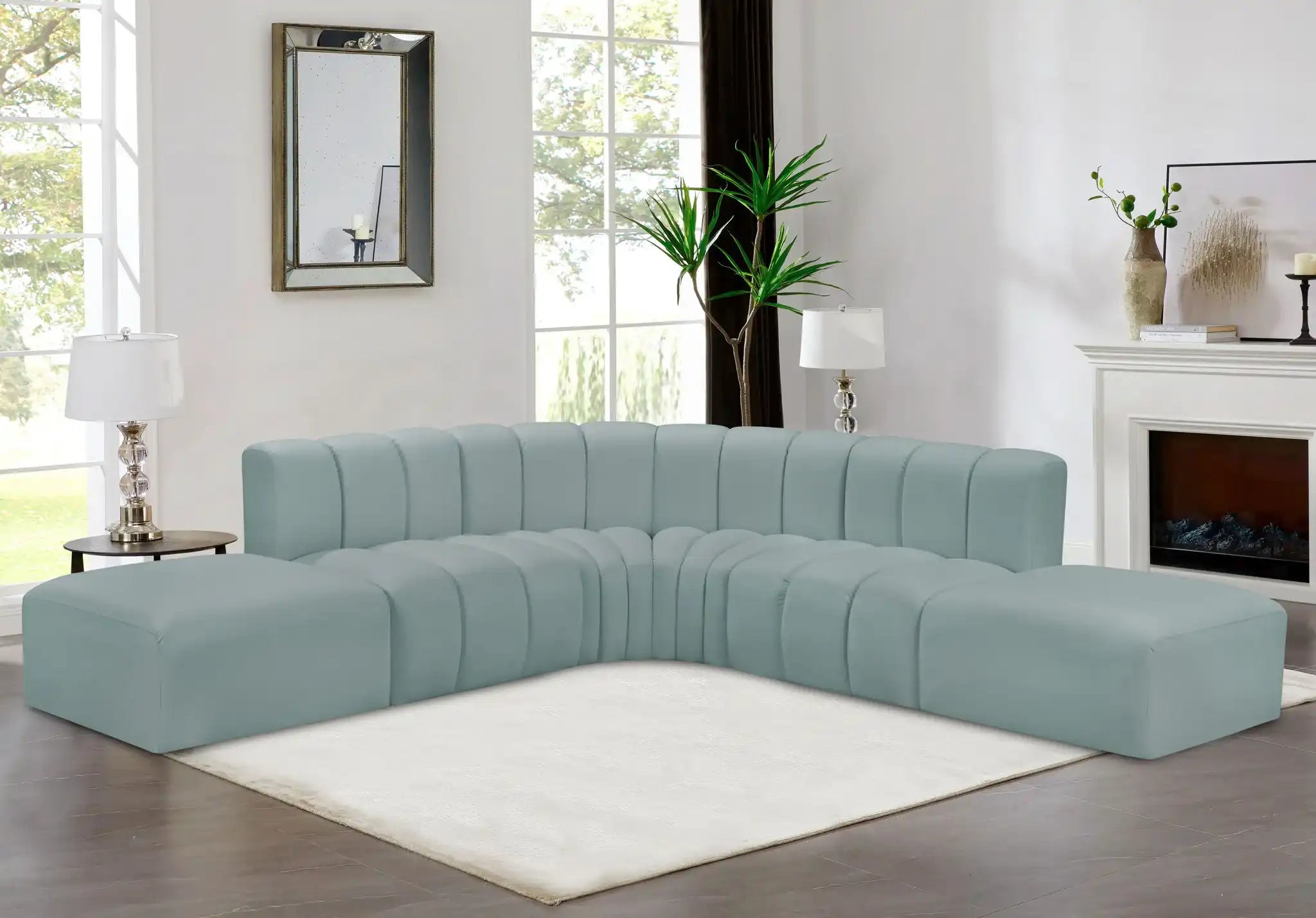 Arc - Faux Leather 6 Piece Corner Modular Sofa