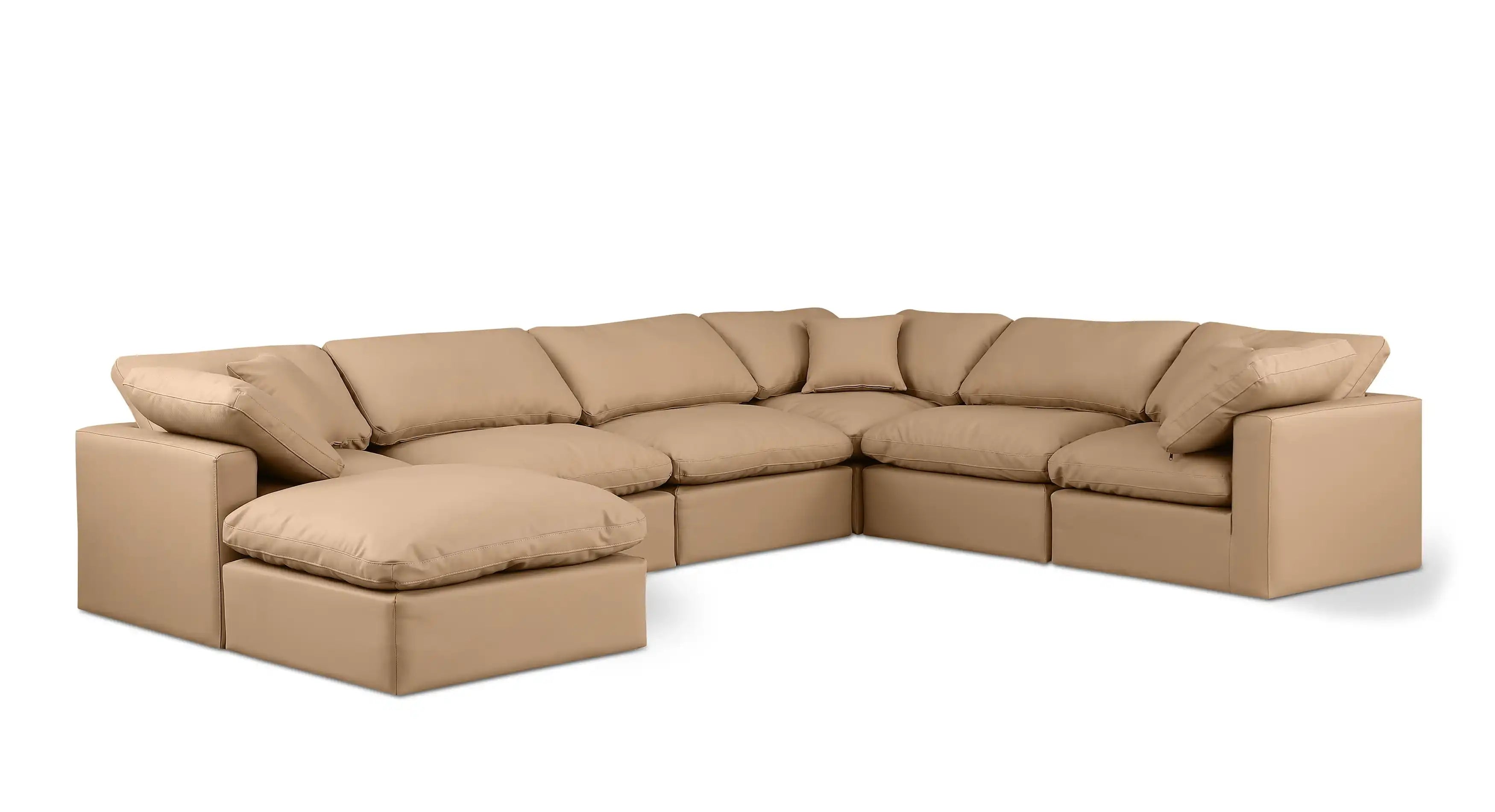 Indulge - Faux Leather 7 Piece Modular Sectional - Tan - Best Buy Furniture