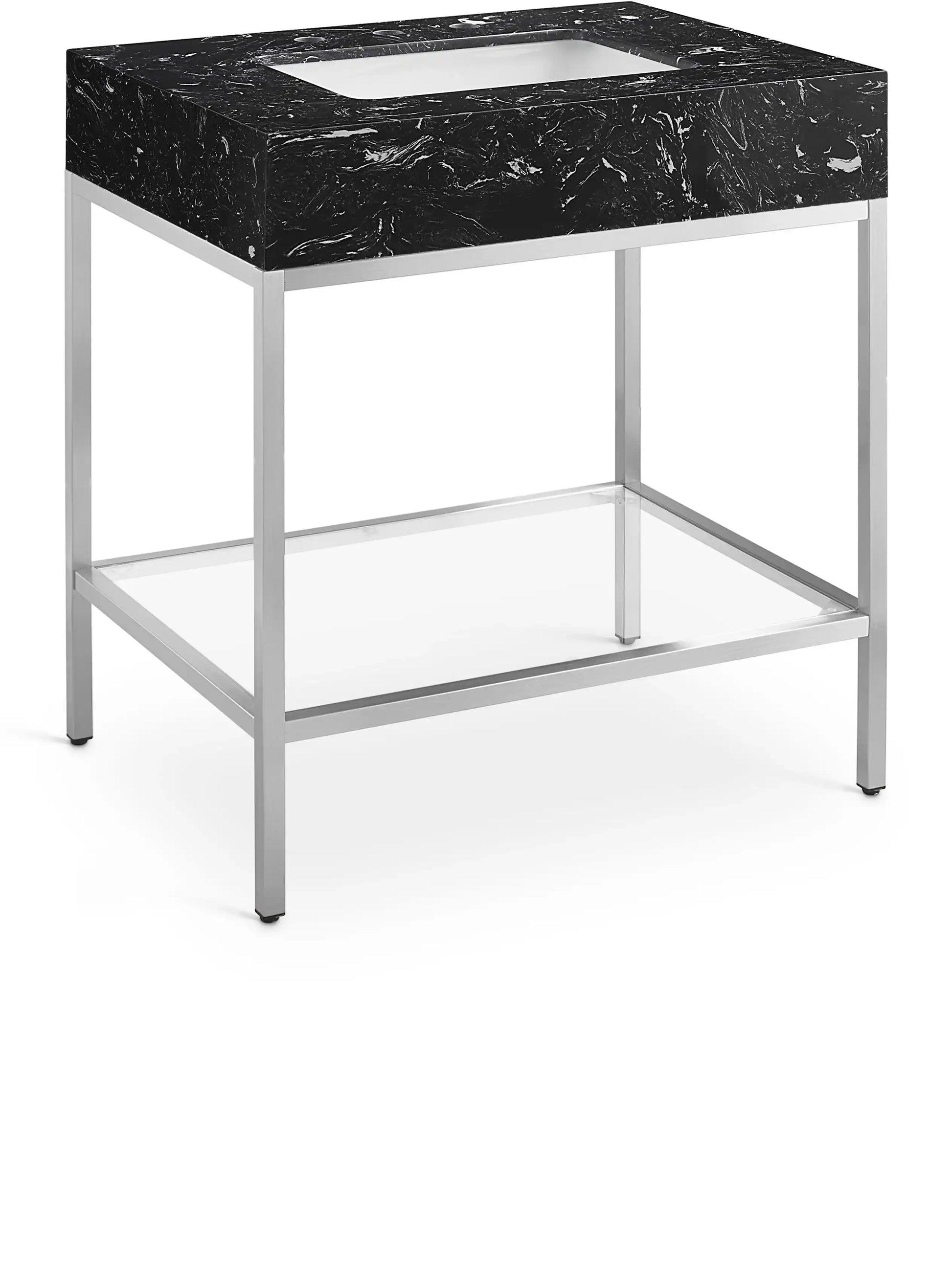 Marmo - Engineered Marble Bathroom Vanity With Chrome Base - Best Buy Furniture