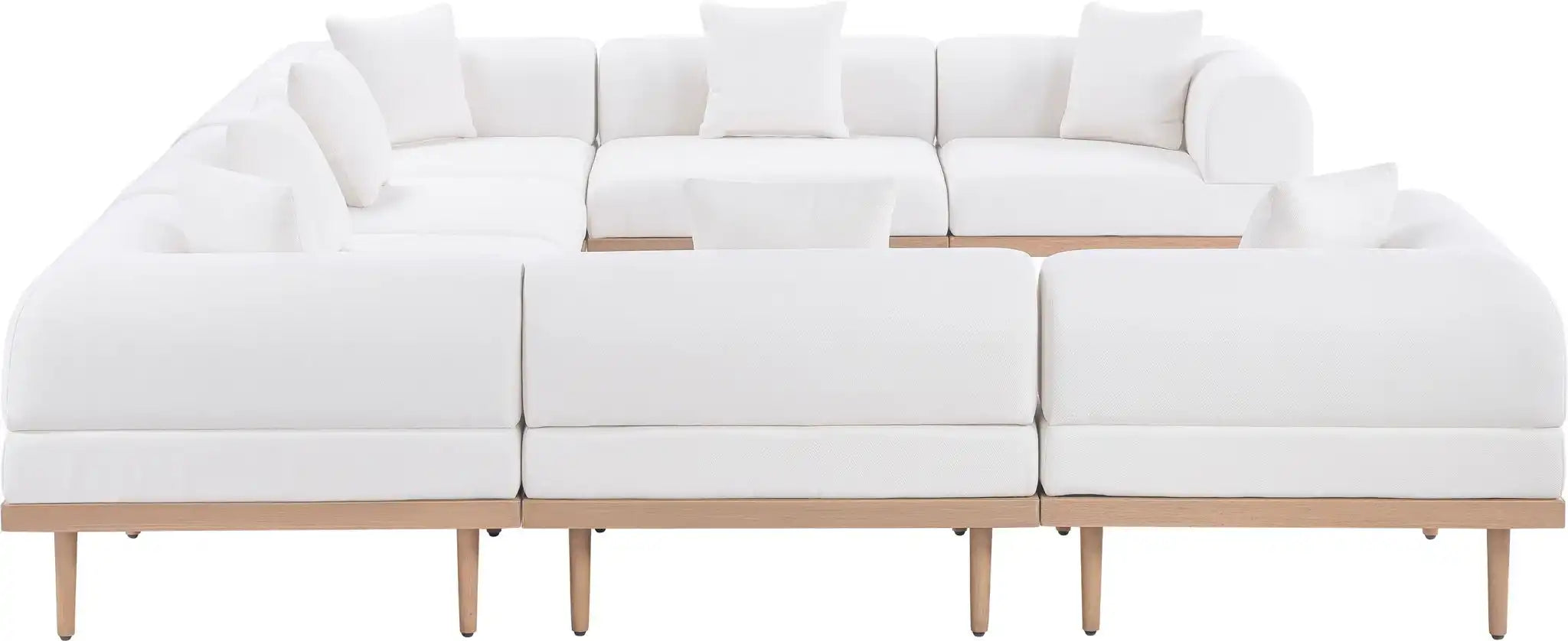 Laguna - 8 Piece Resilient Water Resistant Fabric 142" Upholstered Outdoor Patio Modular Sectional