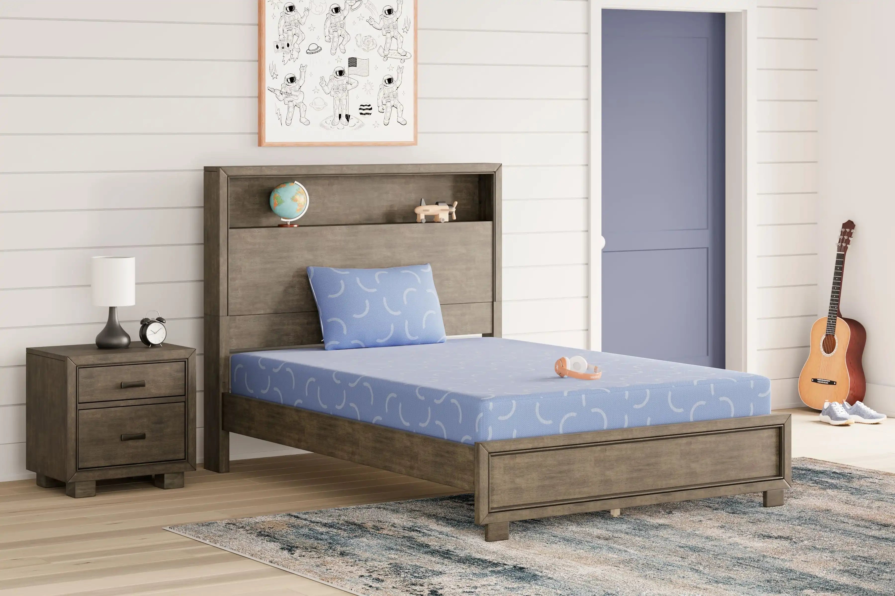 Ikidz Ocean - Mattress Twin size And Pillow Set of 2 - Blue - Best Buy Furniture