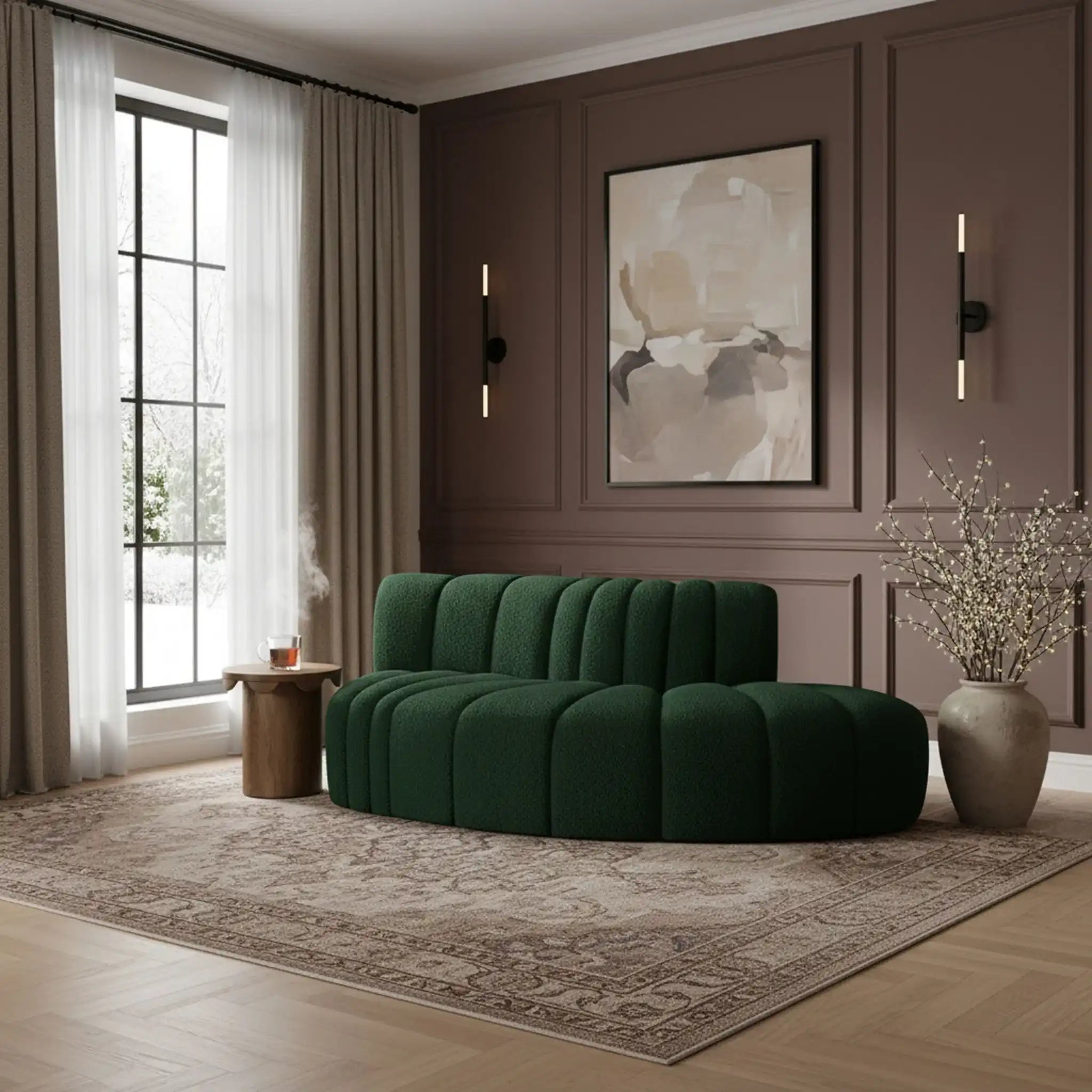 Arc - Boucle Fabric 3 Piece Modular Sofa
