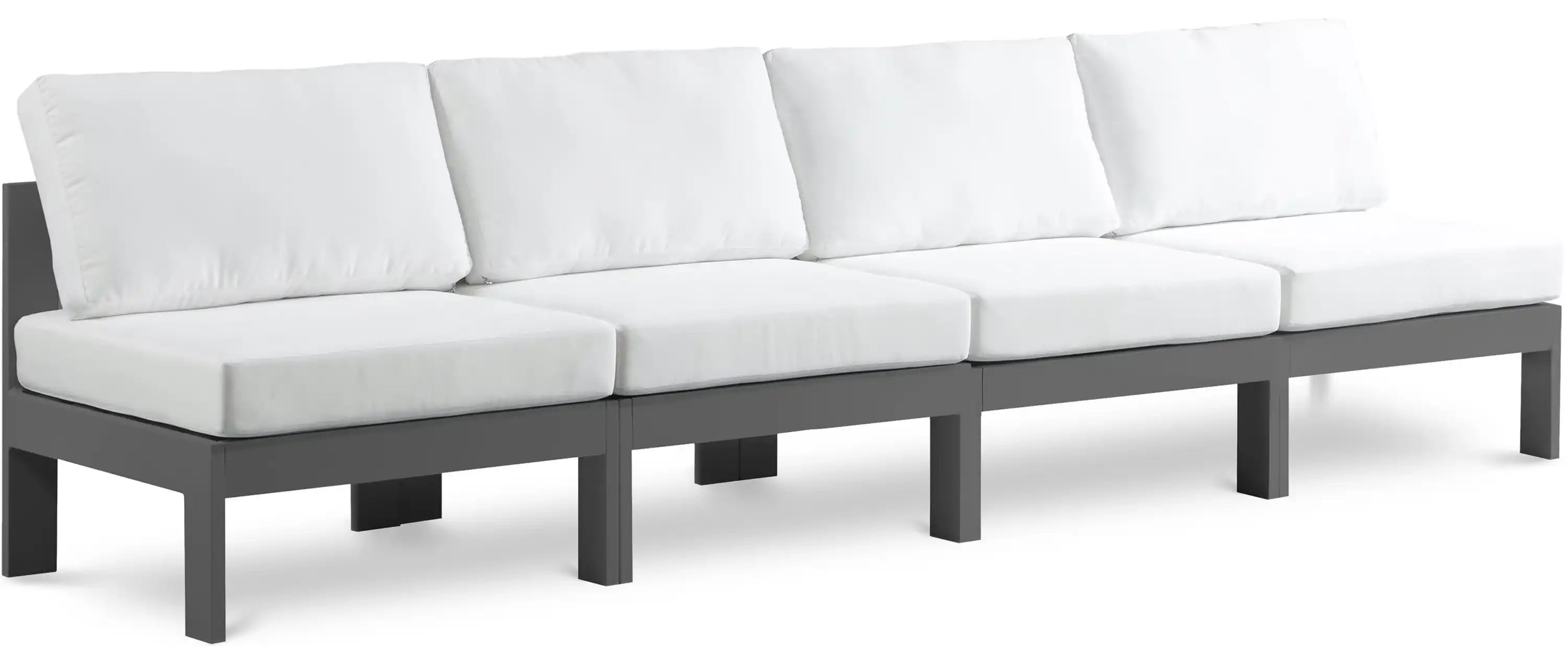 Nizuc - Outdoor Patio 4 Seat Armless Modular Sofa With Gray Frame - Best Buy Furniture