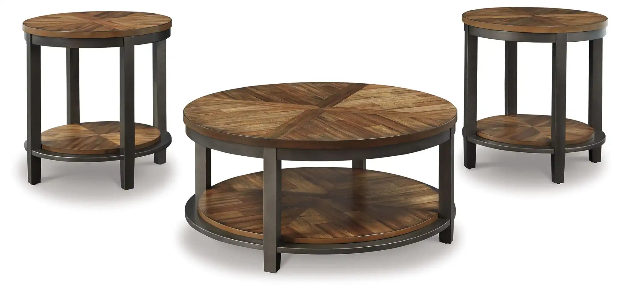 Roybeck - Occasional Table Set (Set of 3) - Light Brown / Bronze