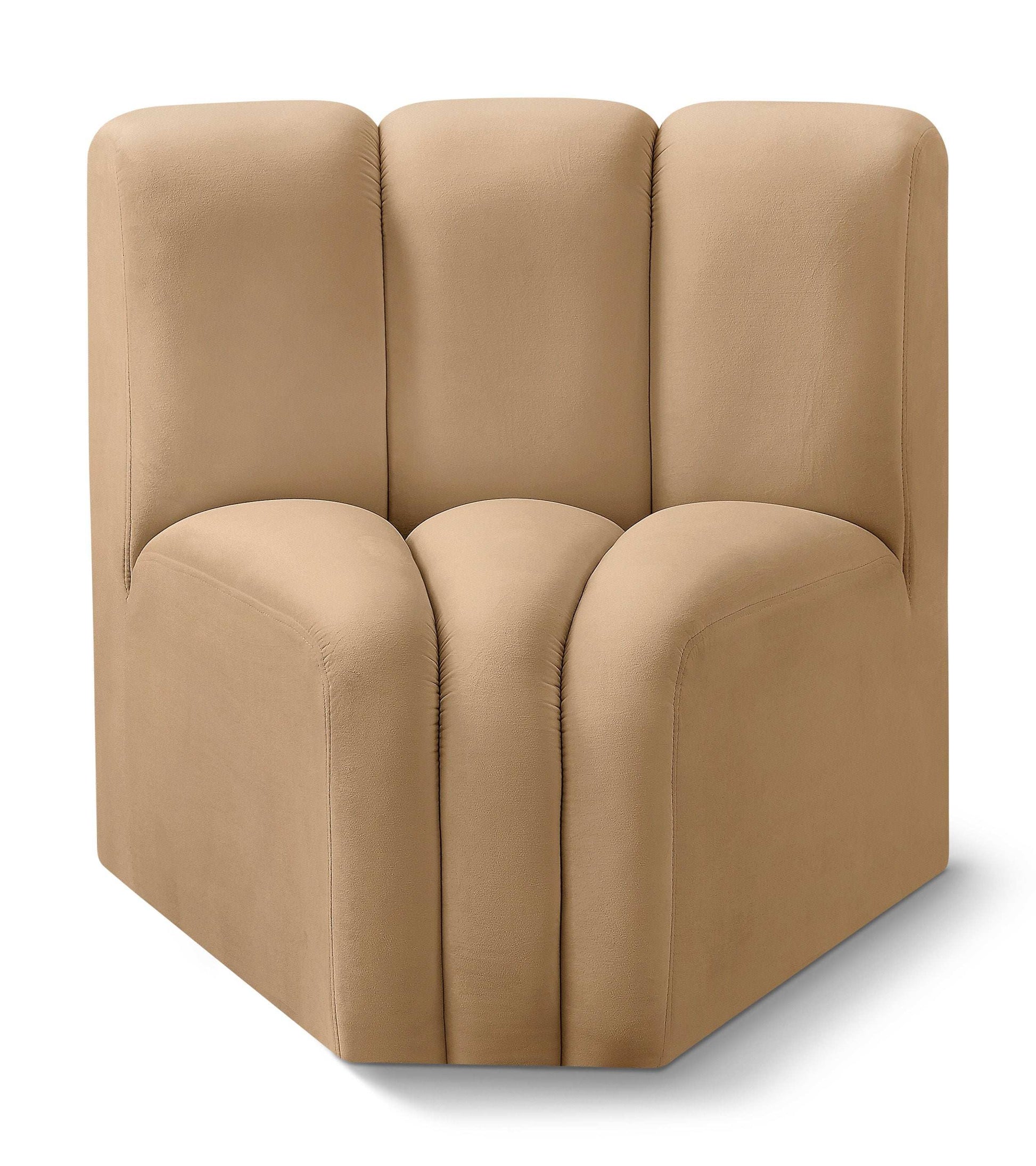 Arc - Velvet Curved Corner Chair - Best Buy Furniture