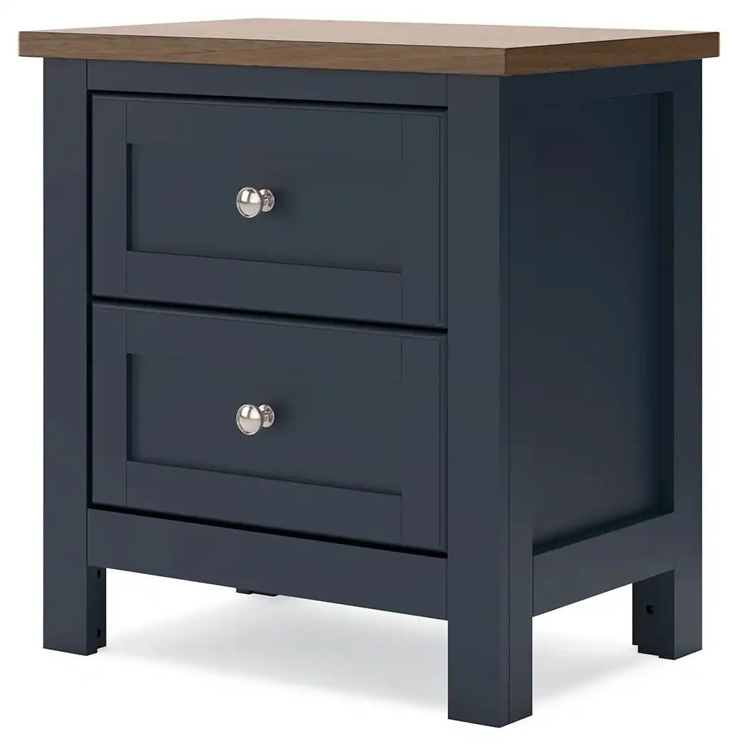 Landocken - Two Drawer Night Stand - Brown / Blue - Best Buy Furniture