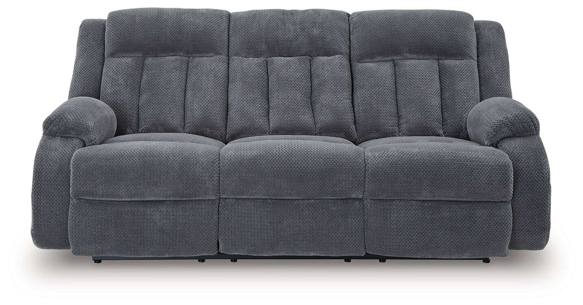 Observation - Reclining Power Sofa With Drop Down Table - Steel - Best Buy Furniture