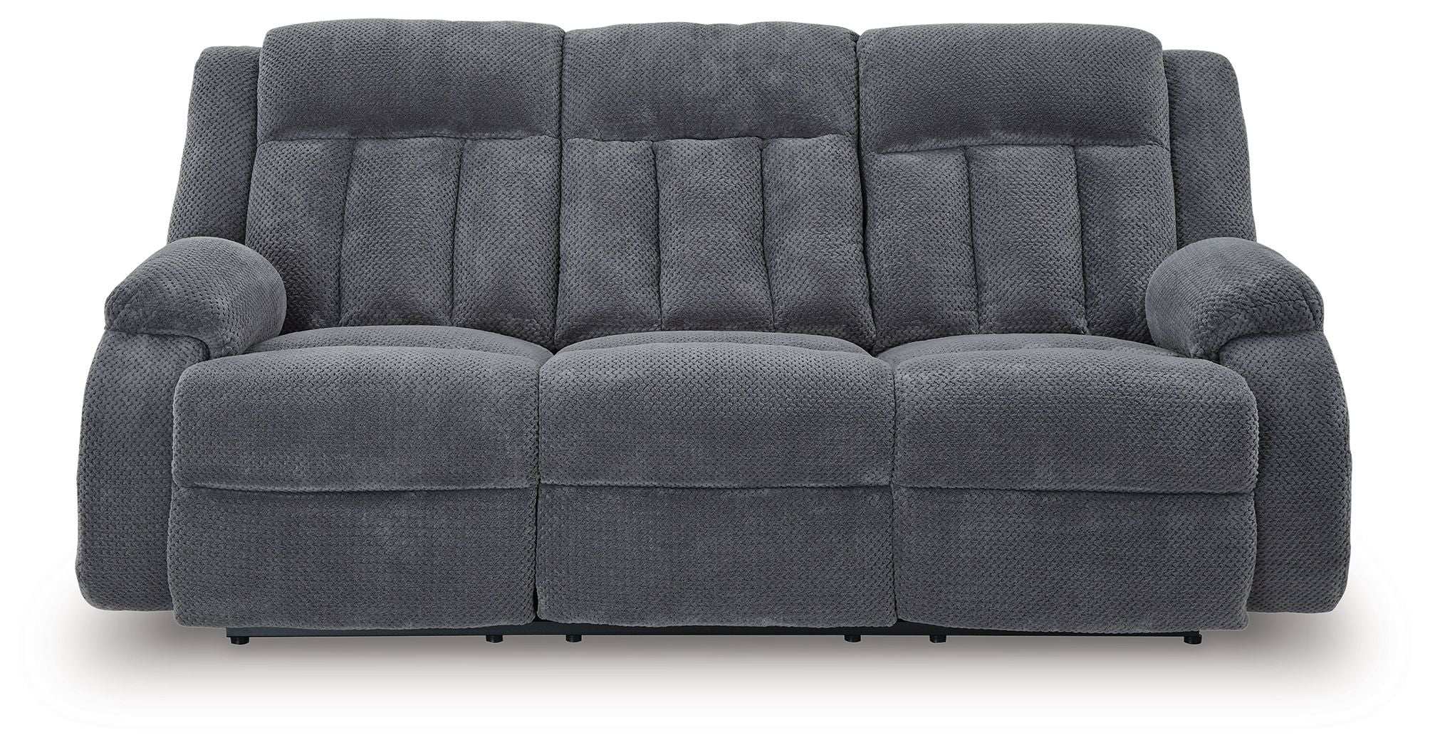 Observation - Reclining Power Sofa With Drop Down Table - Steel - Best Buy Furniture