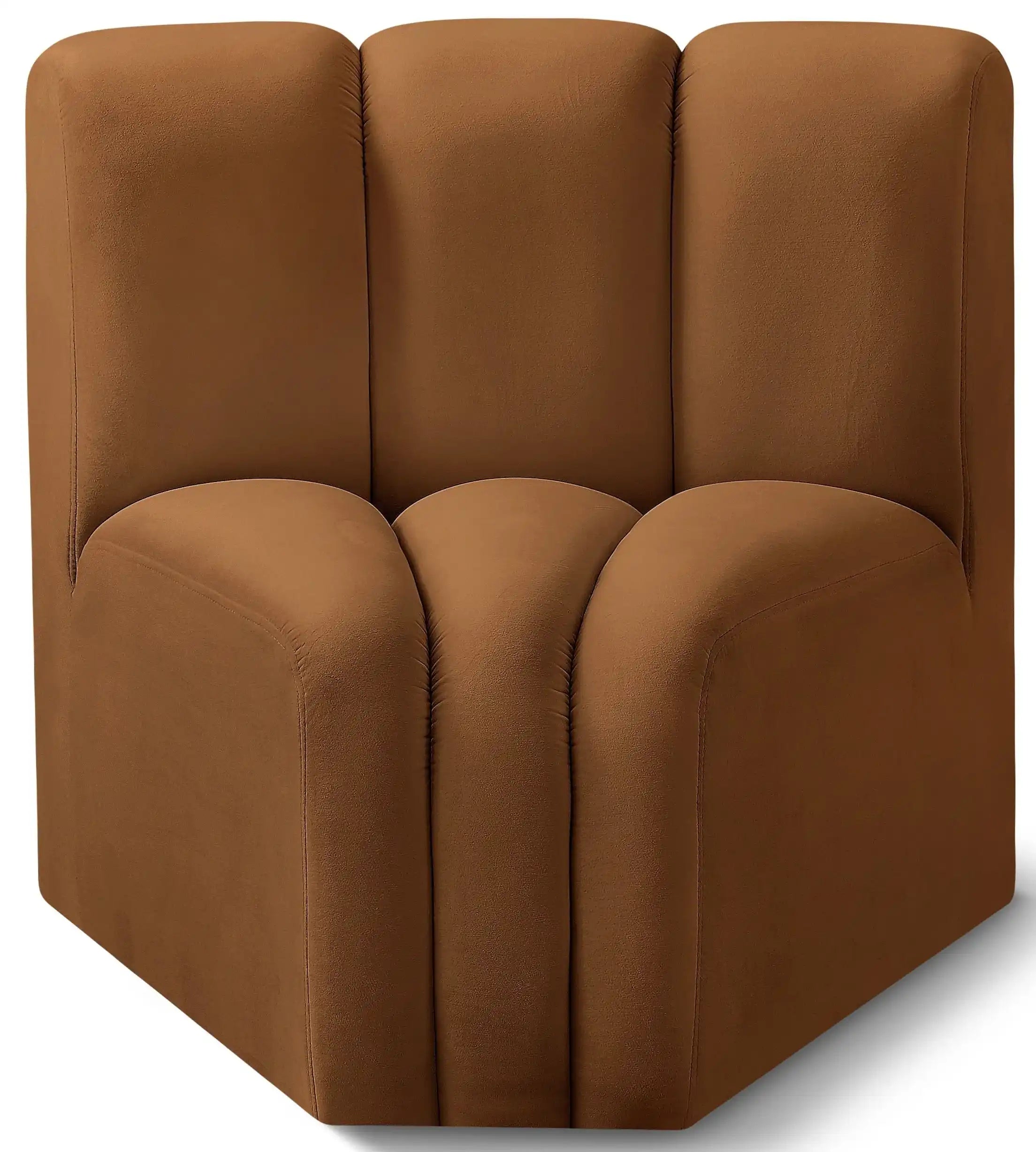 Arc - Velvet Curved Corner Chair - Saddle - Best Buy Furniture