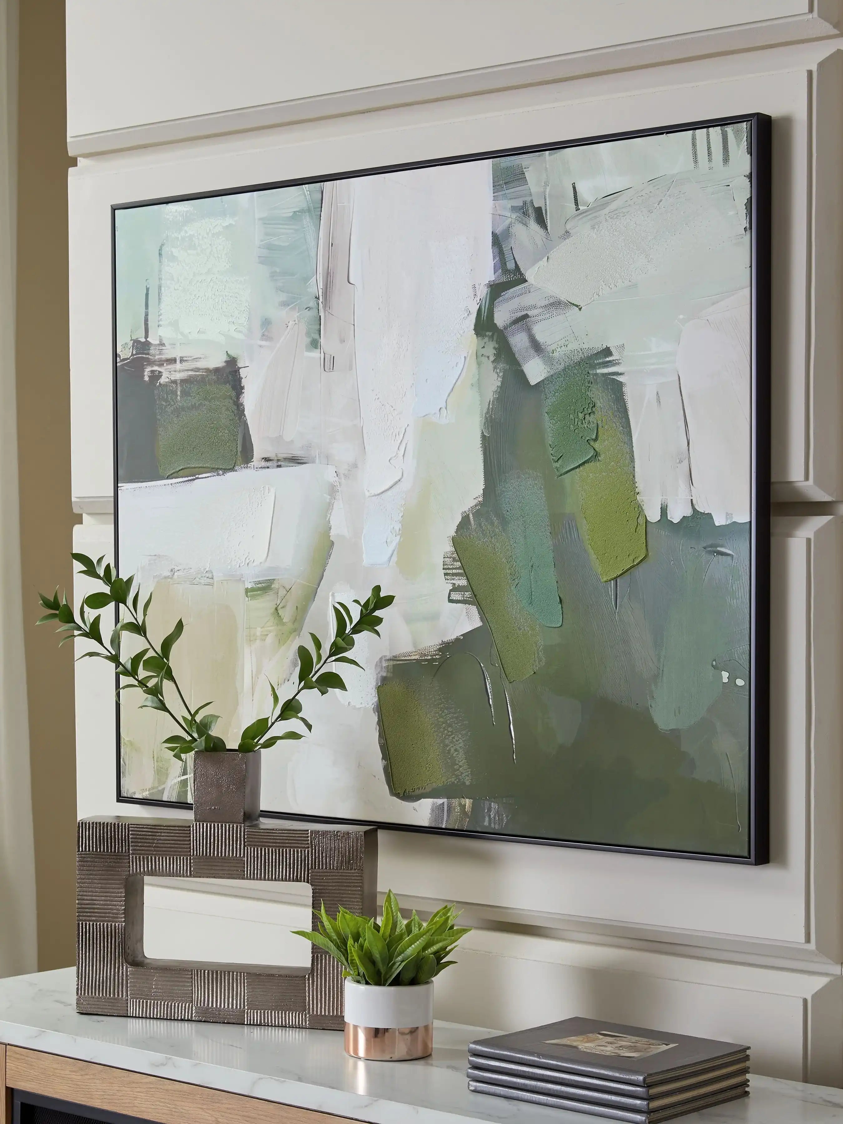 Vinick - Wall Art - Green / Gray / White - Best Buy Furniture