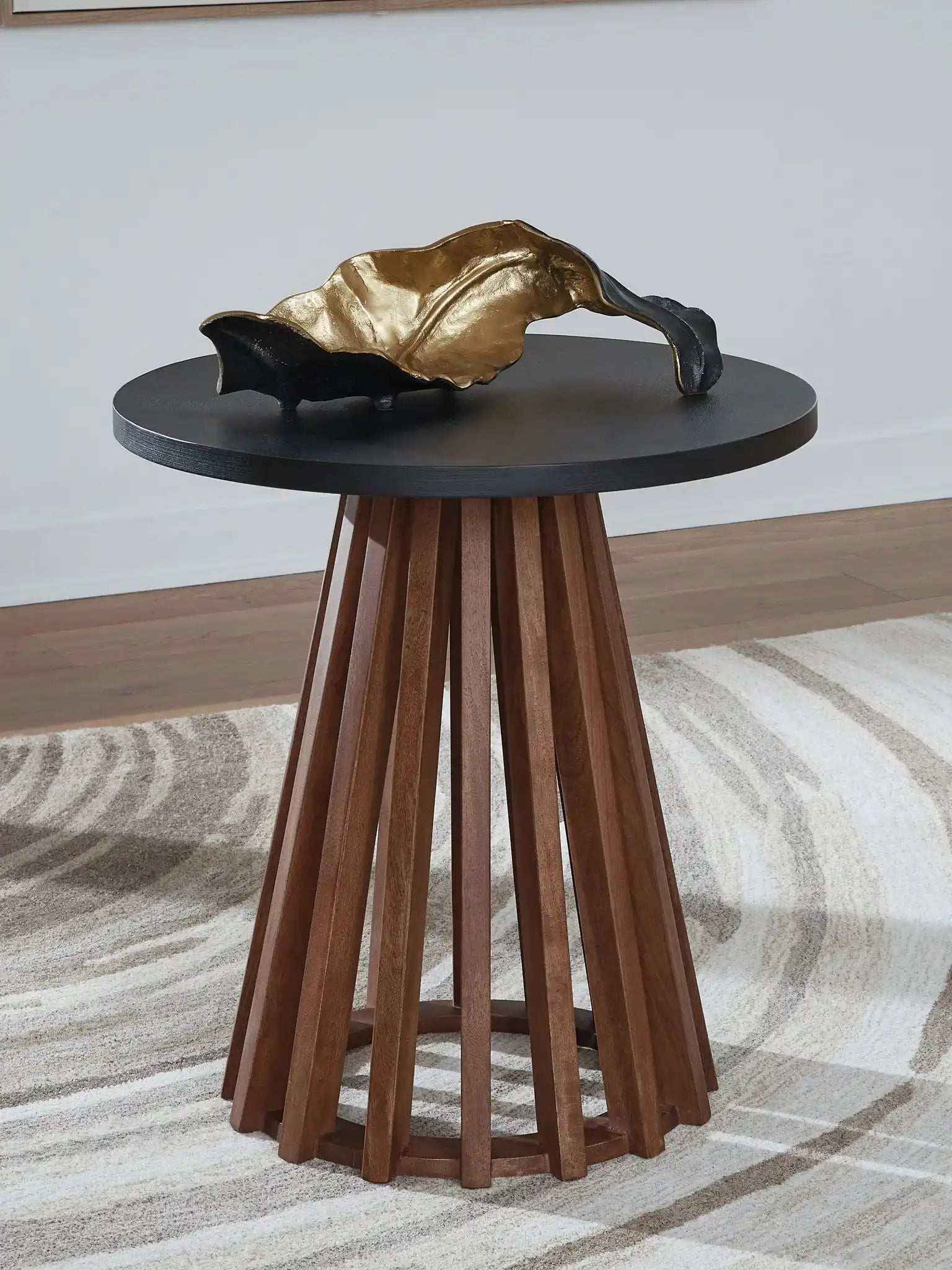 Kallari - Round End Table - Warm Brown / Black - Best Buy Furniture