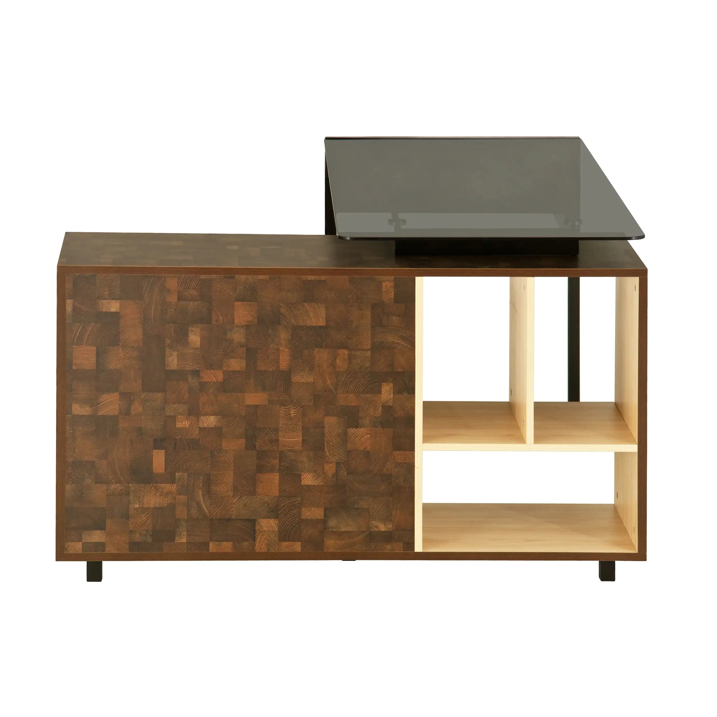 Techni Mobili L-Shape Corner Desk with Multiple Storage, Oak - Best Buy Furniture