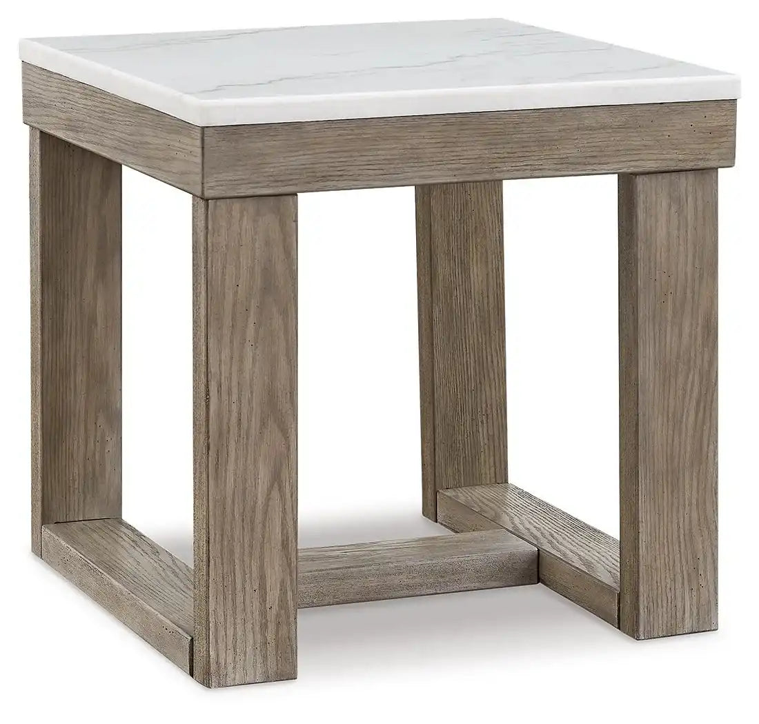 Loyaska - Square End Table - Brown / Ivory - Best Buy Furniture