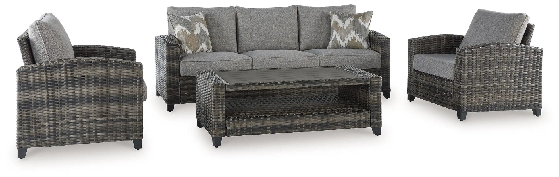 Oasis Court - Sofa, Chairs, Table Set (Set of 4) - Gray - Best Buy Furniture