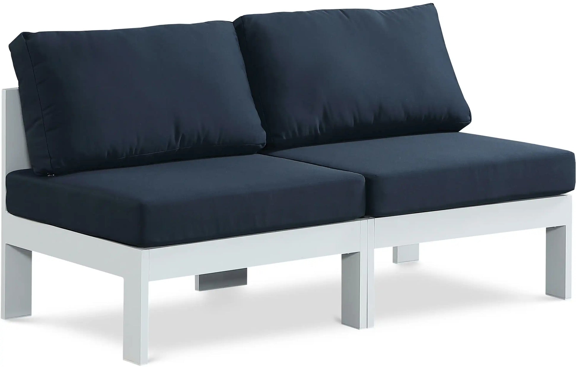 Nizuc - Outdoor Patio 2 Seat Armless Modular Sofa With White Frame - Best Buy Furniture
