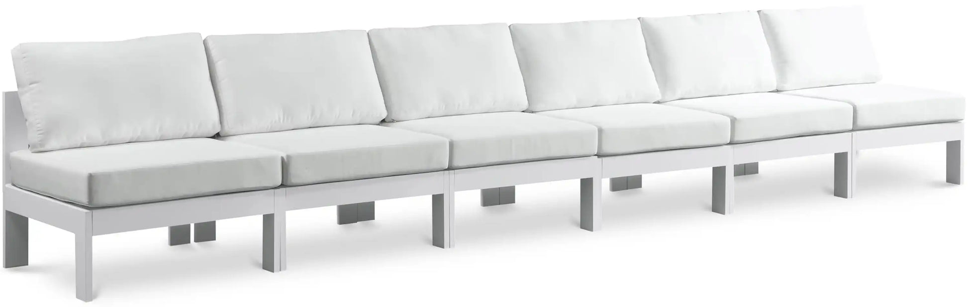 Nizuc - Outdoor Patio 6 Seat Armless Modular Sofa With White Frame - Best Buy Furniture