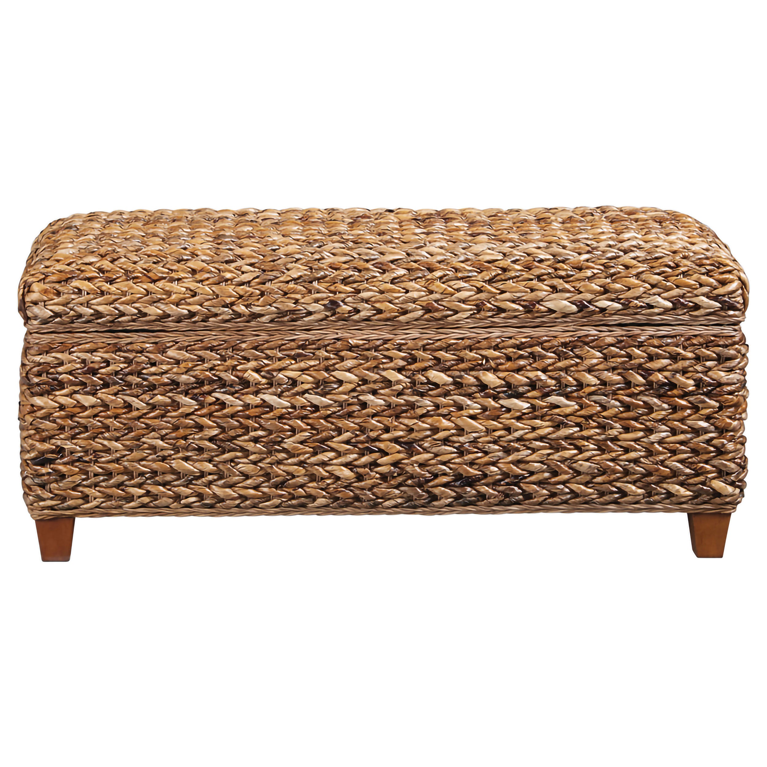 Laughton Hand-Woven Banana Leaf Storage Bench Amber-CoasterEssence