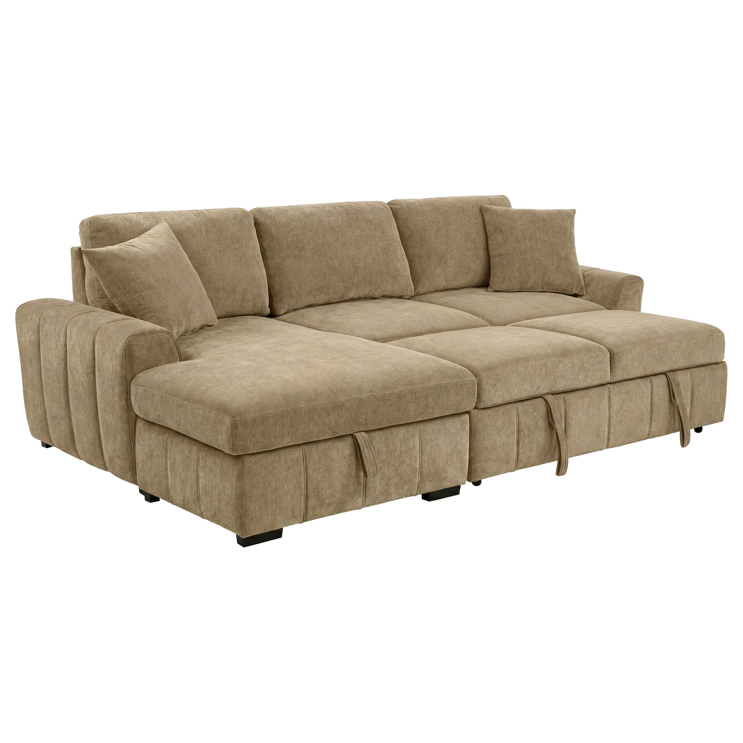 Pastrana Upholstered Sleeper Sectional Sofa LAF Chaise Camel-