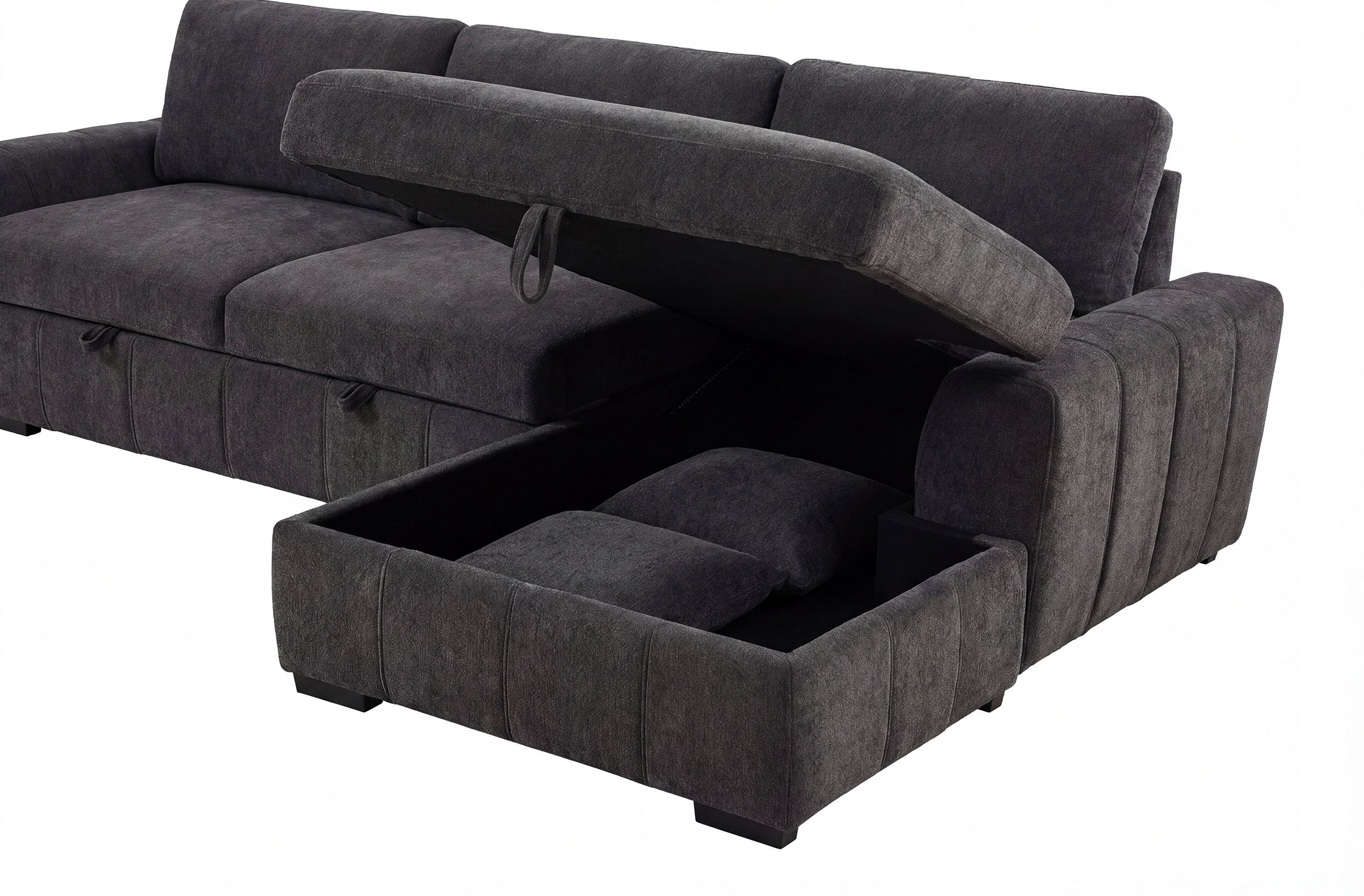 Pastrana Upholstered Sleeper Sectional Sofa RAF Chaise Grey-