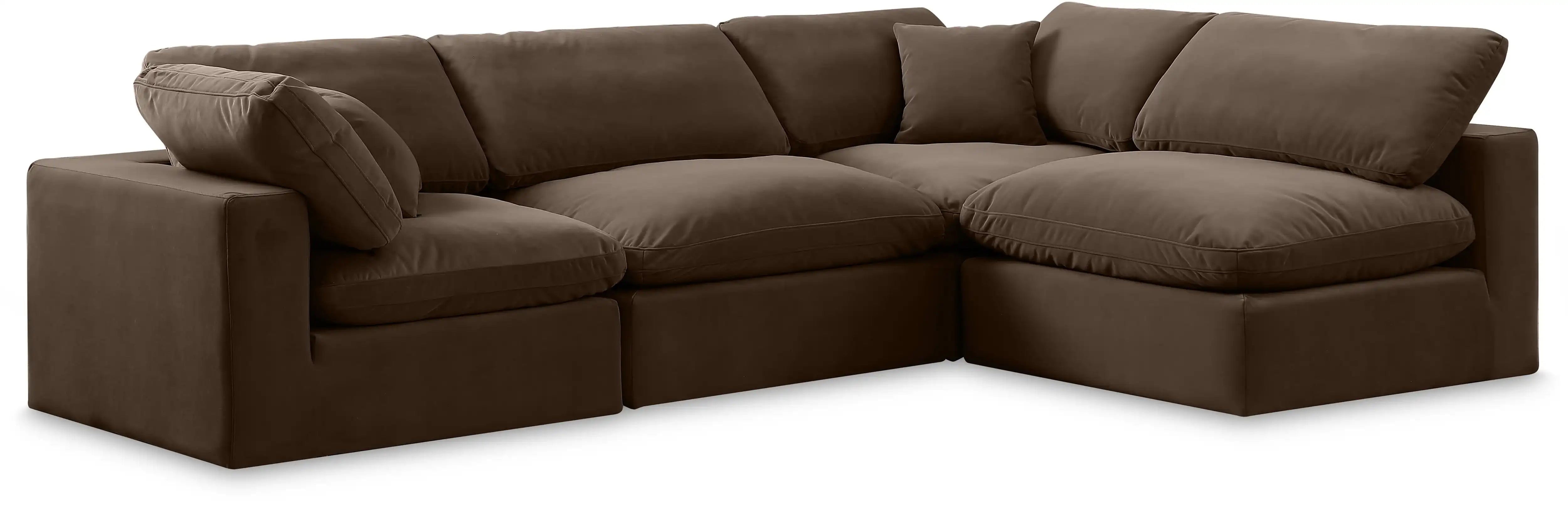 Comfy - 4 Piece Velvet Modular Armless Sectional - Best Buy Furniture