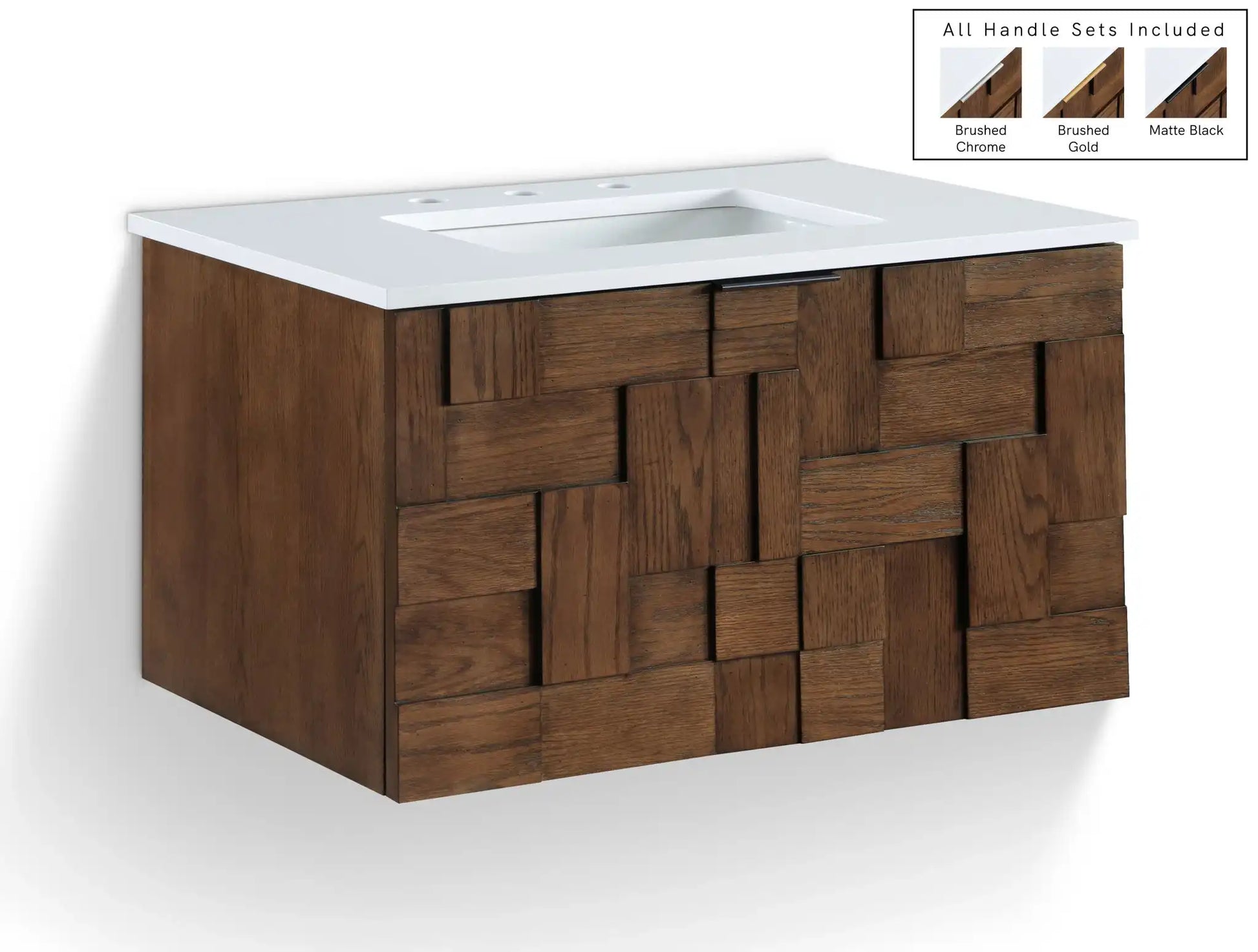 Leonardo - Engineered Stone And Solid Wood 24" Wall Mounted Bathroom Vanity - Best Buy Furniture