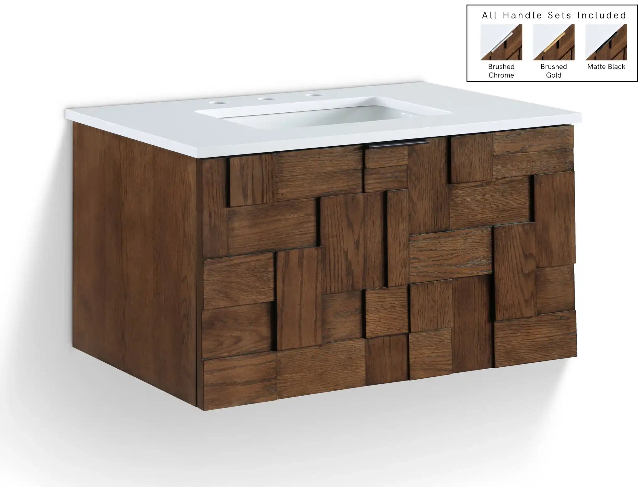 Leonardo - Engineered Stone And Solid Wood 24" Wall Mounted Bathroom Vanity - Best Buy Furniture
