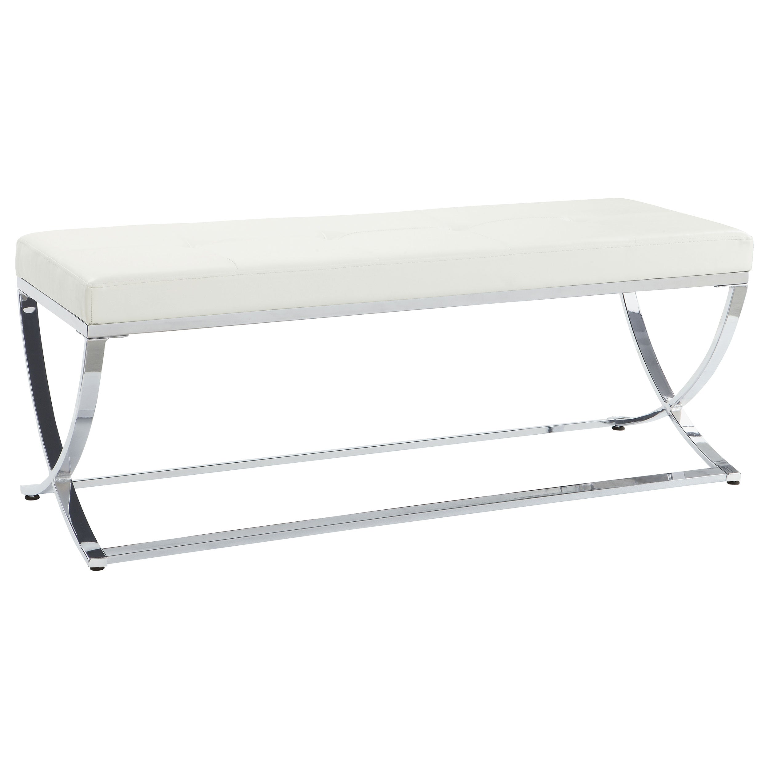 Walton Leatherette Upholstered Tufted Accent Bench White-CoasterEssence