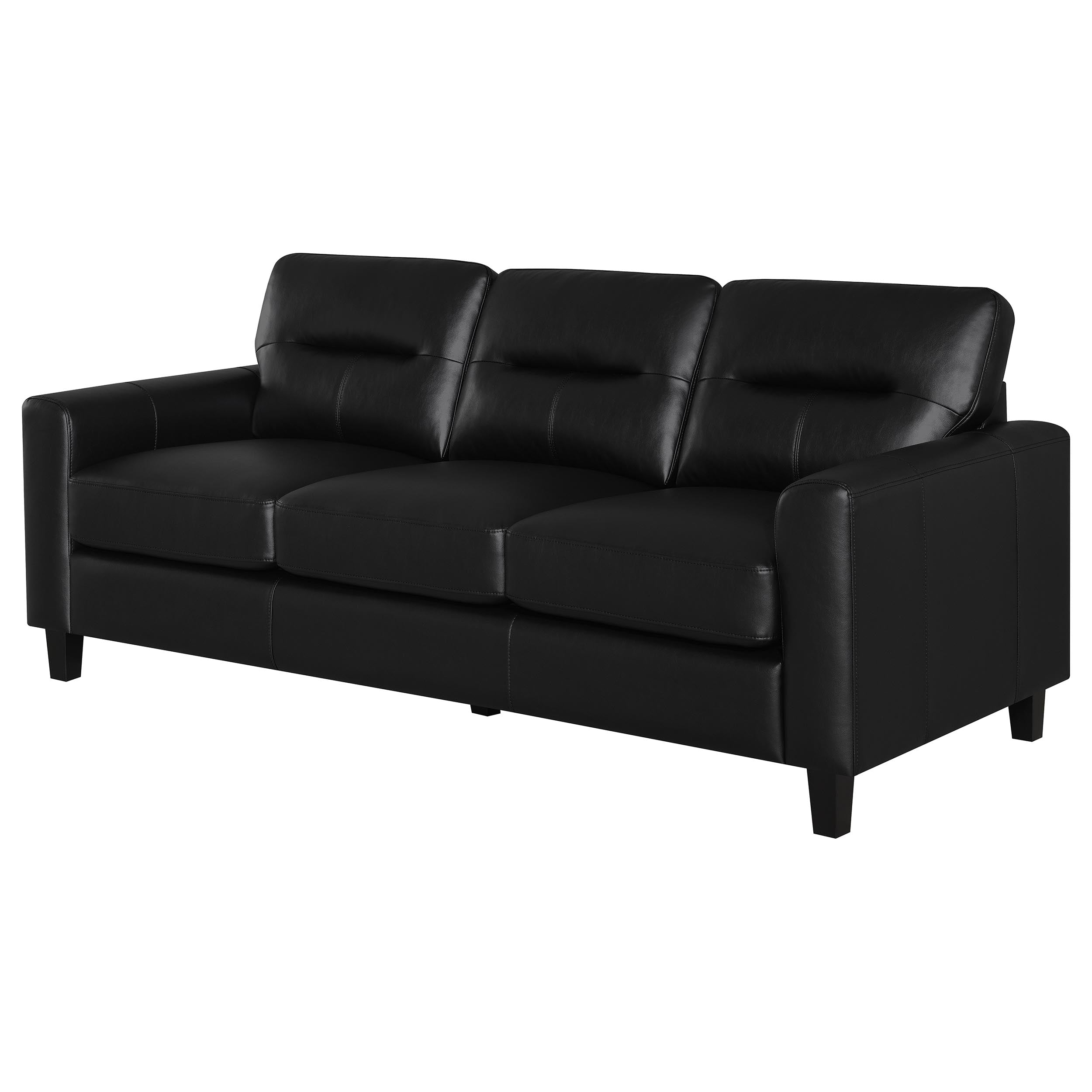 Scotland Faux Leather Upholstered Track Arm Sofa Black-