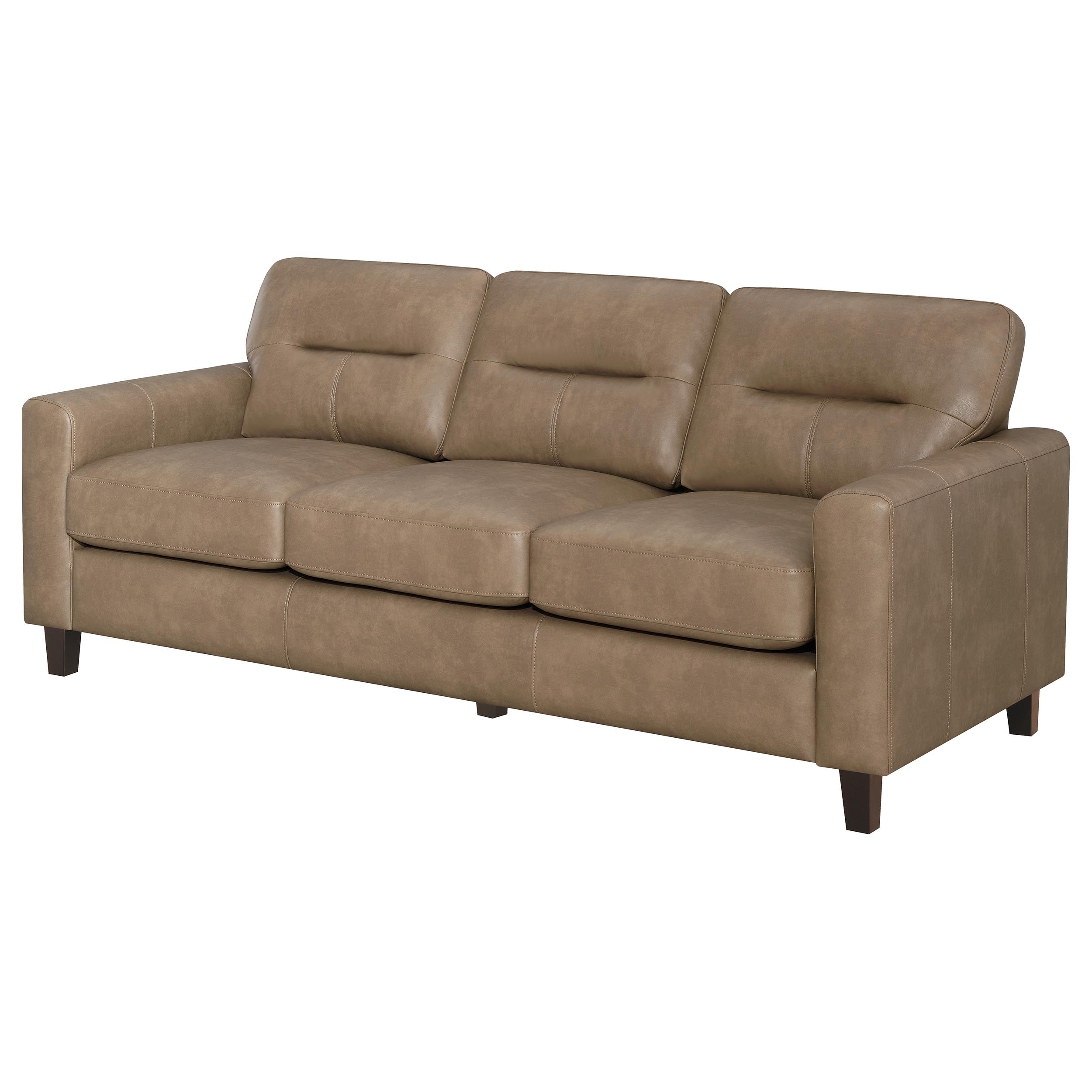 Scotland Faux Leather Upholstered Track Arm Sofa Brown-